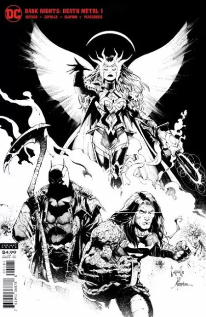 Dark Nights: Death Metal #1 Variant Greg Capullo & Jonathan Glapion Midnight Party Black & White Cover