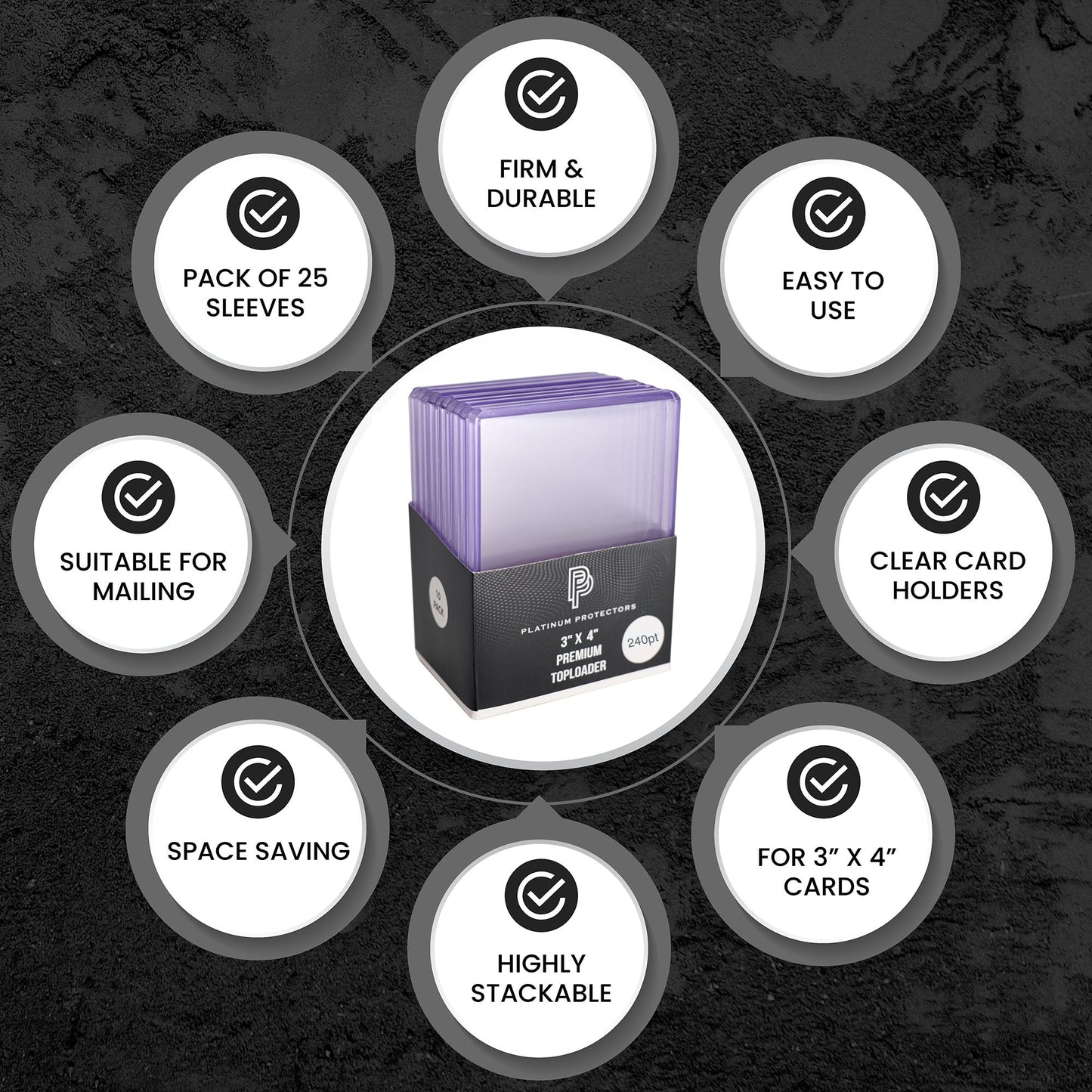 Platinum Protectors Premium Toploaders for Trading Cards - 240 pt