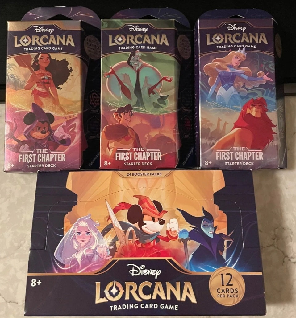 Disney Lorcana The First Chapter Sealed Booster Box and 3 Starter Deck Geeked Out Comics Disney Lorcana The First Chapter Sealed Booster Box and 3 Starter Deck Geeked Out Comics