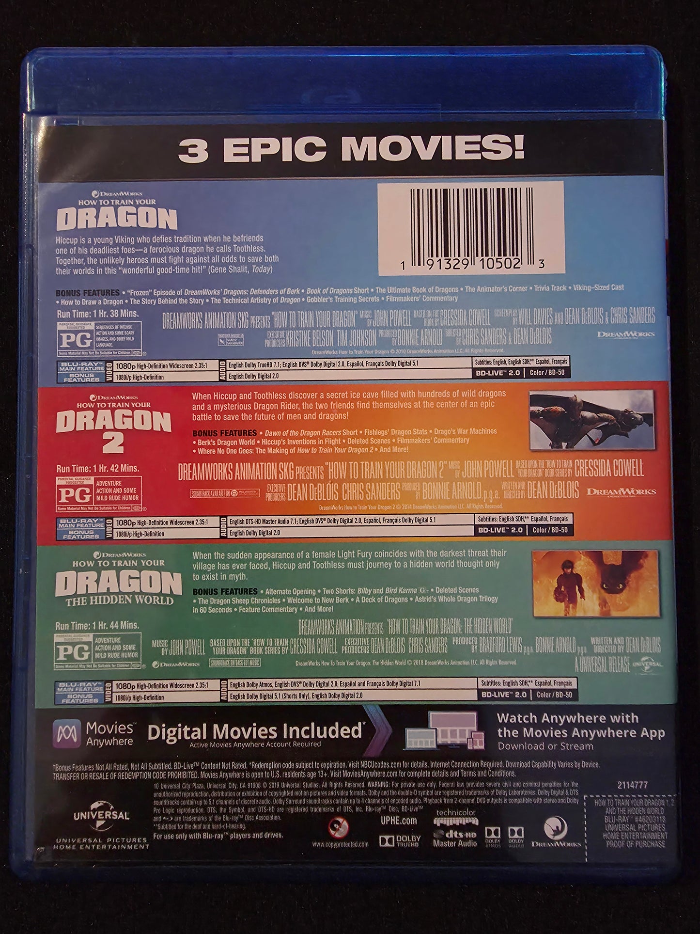 How To Train Your Dragon: 3 Movie Collection Blu-Ray DVD Boxed Set Trilogy
