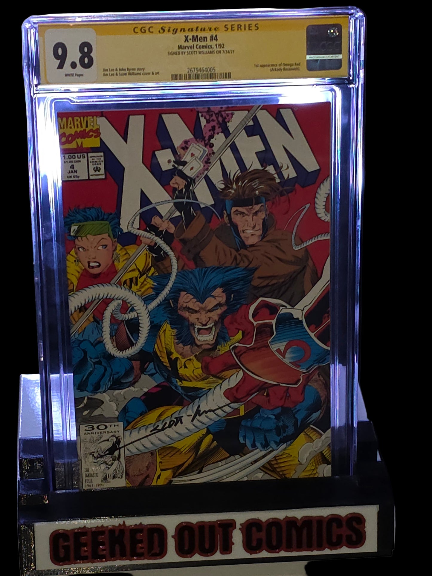 X-Men #4 CGC 9.8 Jim Lee & Scott Williams Cover and Art Signed by Scott Williams 1st Appearance of Omega Red Marvel Comics
