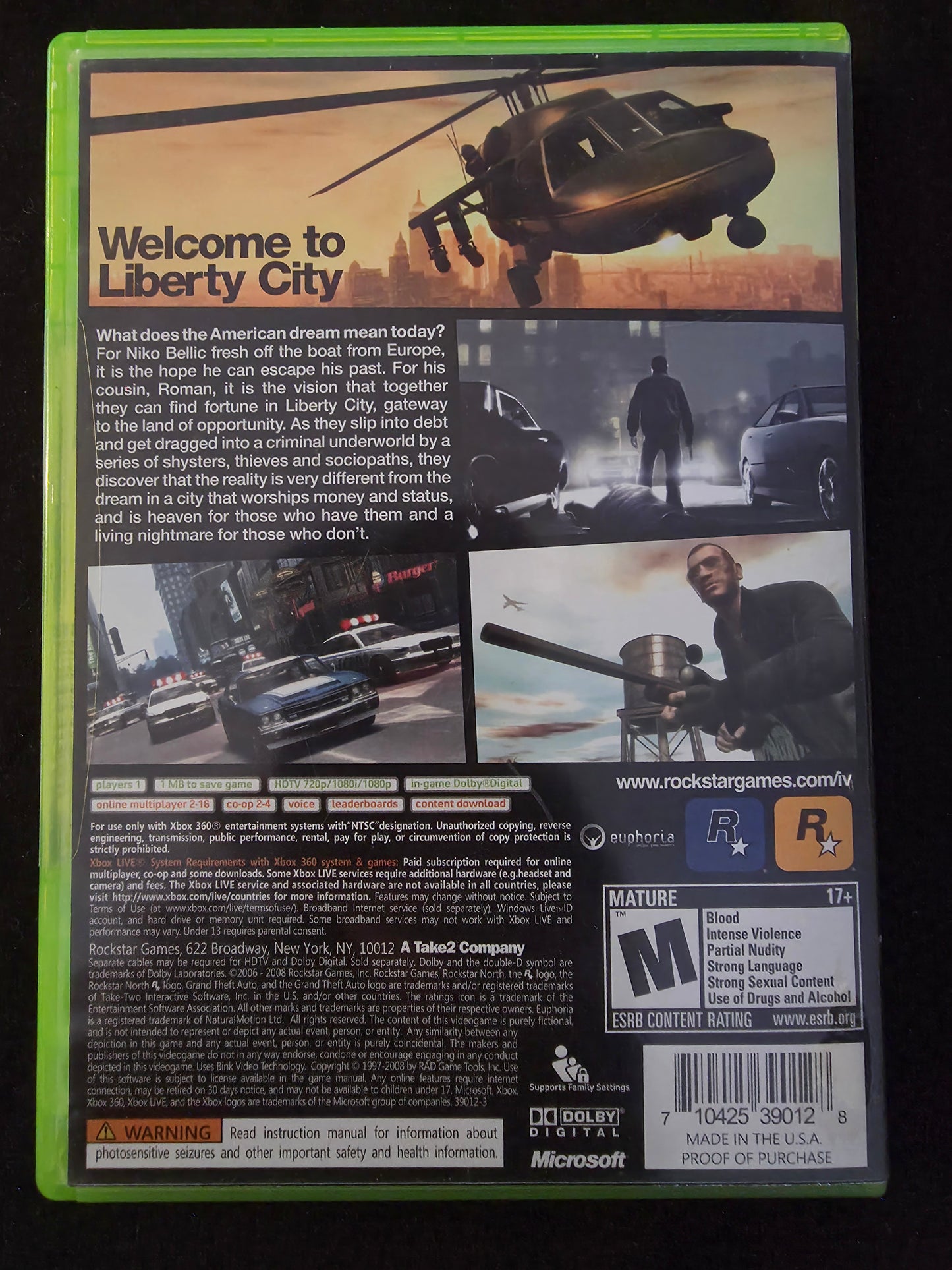 Grand Theft Auto IV (Xbox 360, 2008) CIB