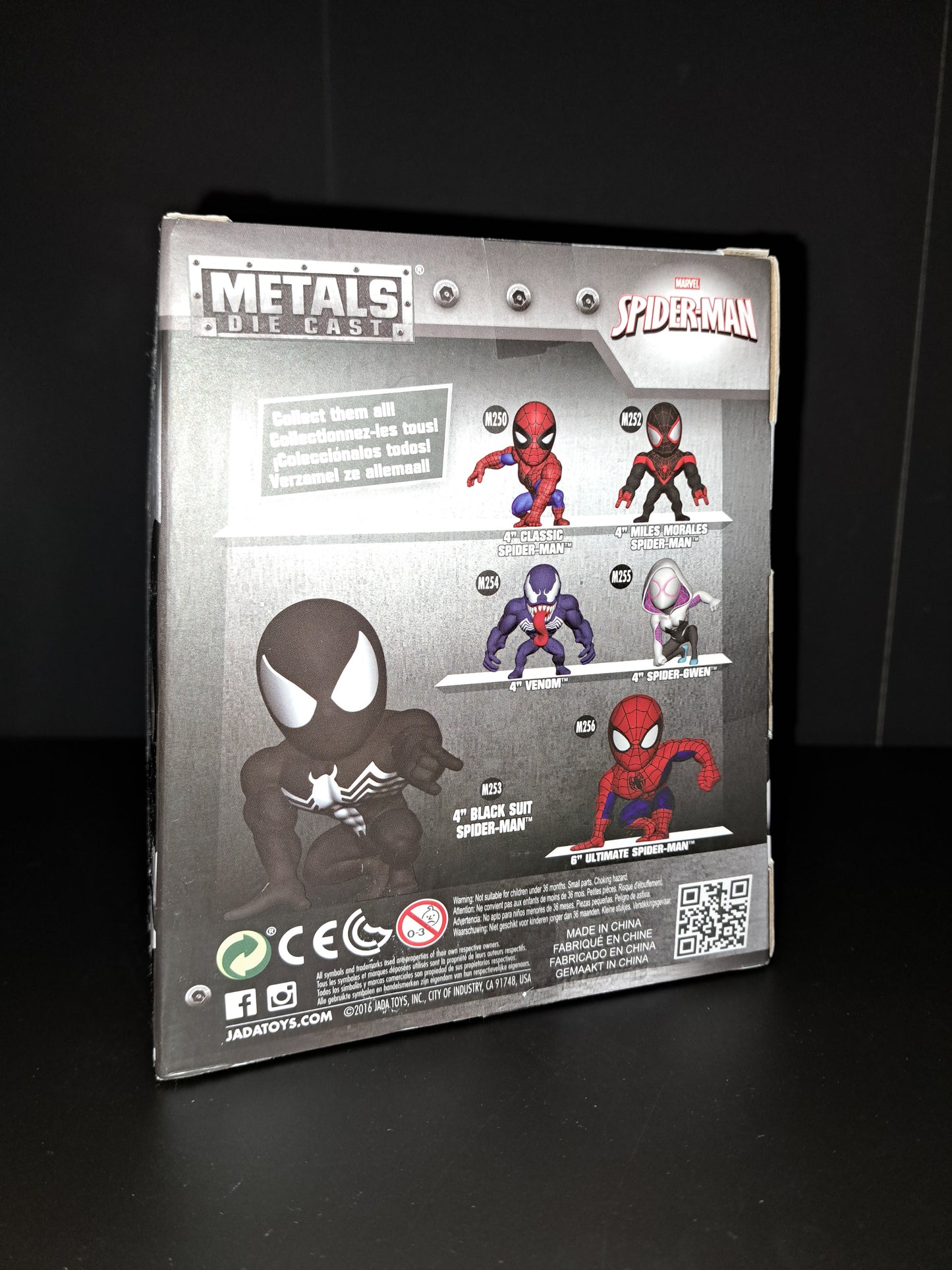 MARVEL BLACK SUIT SPIDERMAN METALS DIE CAST Figure M253 NRFB! JADA TOYS