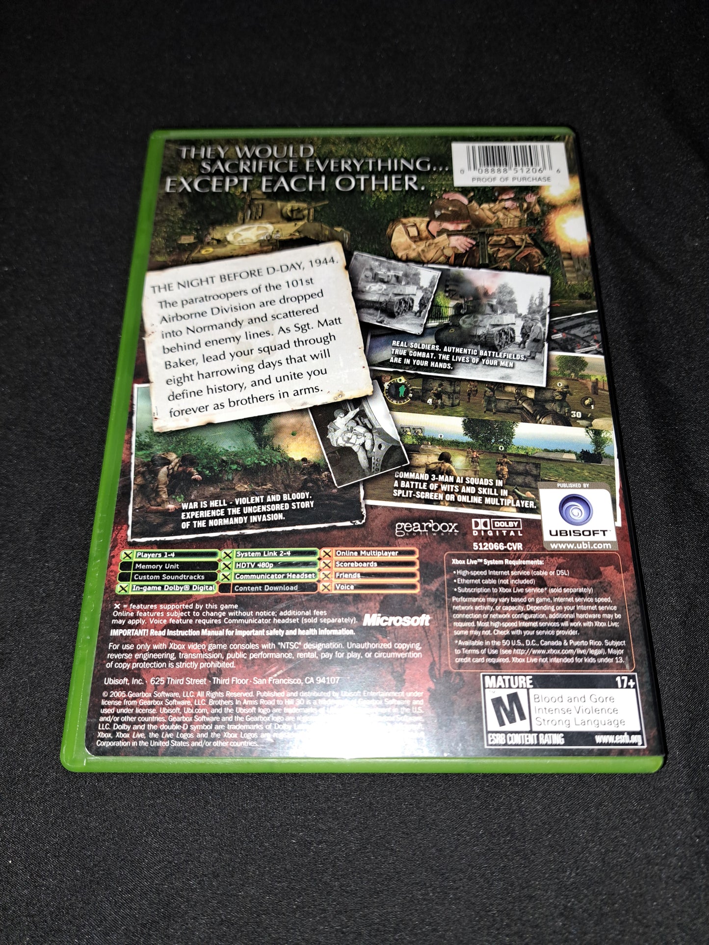 Brothers in Arms: Road to Hill 30 Microsoft Xbox CIB w/ Manual