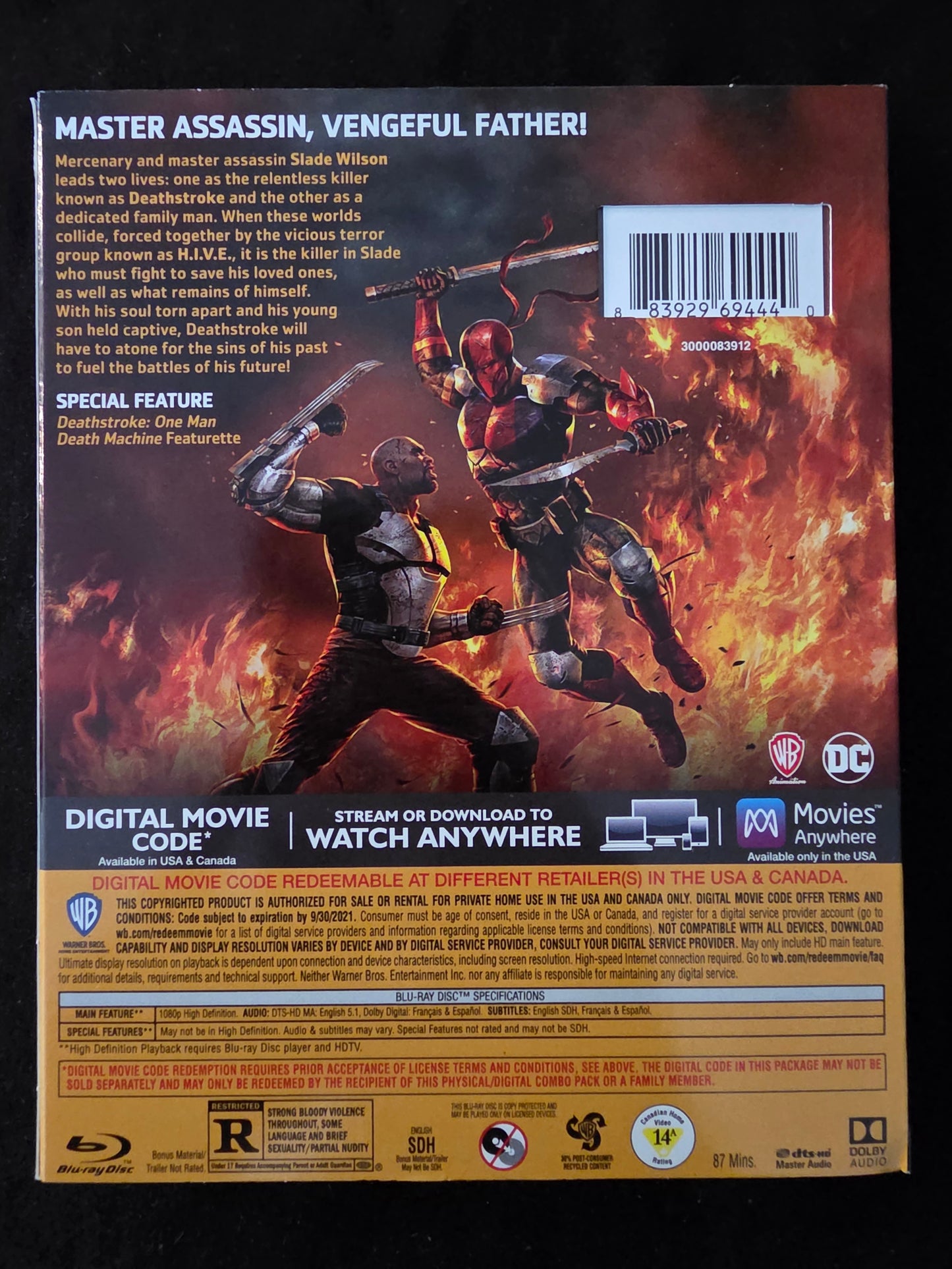 Deathstroke: Knights & Dragons (DC) (Blu-ray, 2020) With Slipcover!! No Code