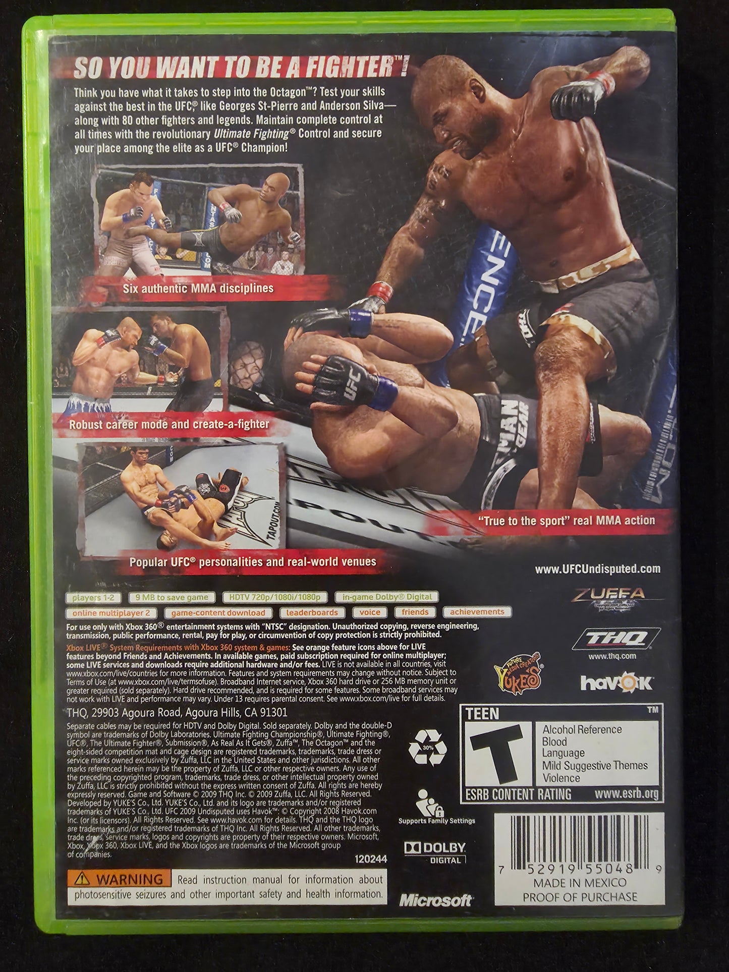 UFC 2009 Undisputed (Microsoft Xbox 360, 2009) - CIB