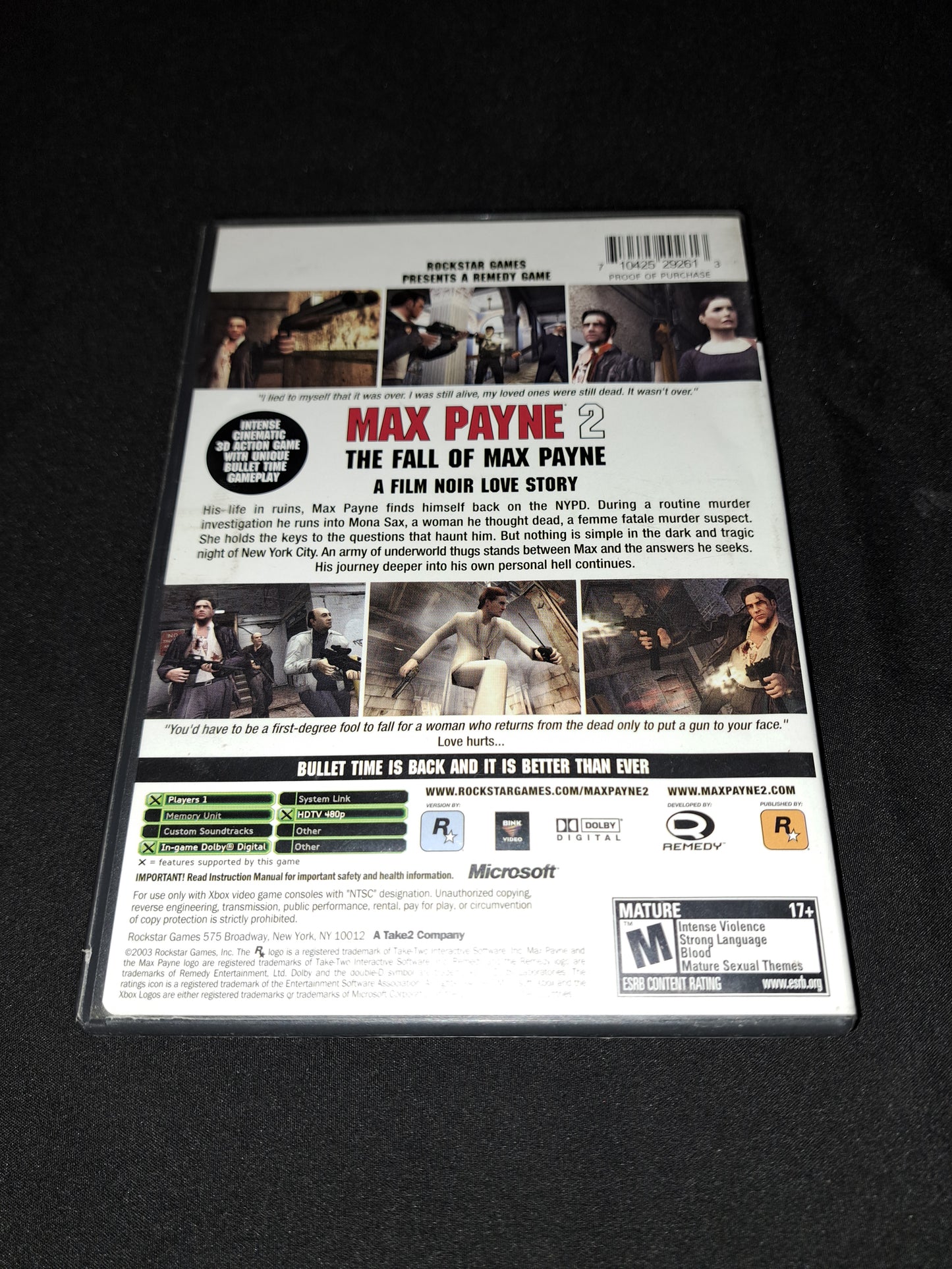 Max Payne 2: The Fall of Max Payne Xbox CIB Complete w/ Manual
