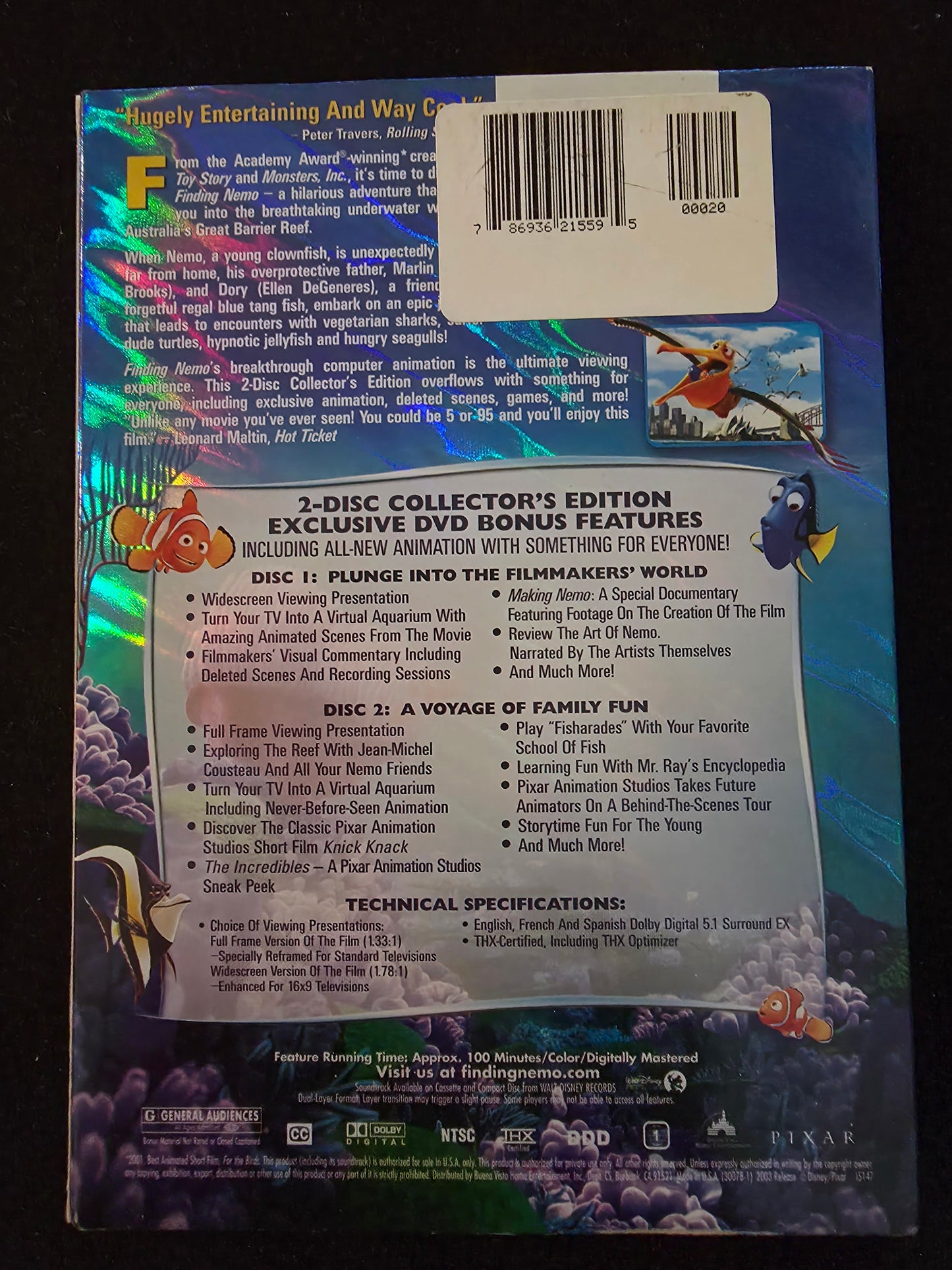 Finding Nemo (DVD, 2003) 2-Disc Collector’s Edition Pixar Disney Family