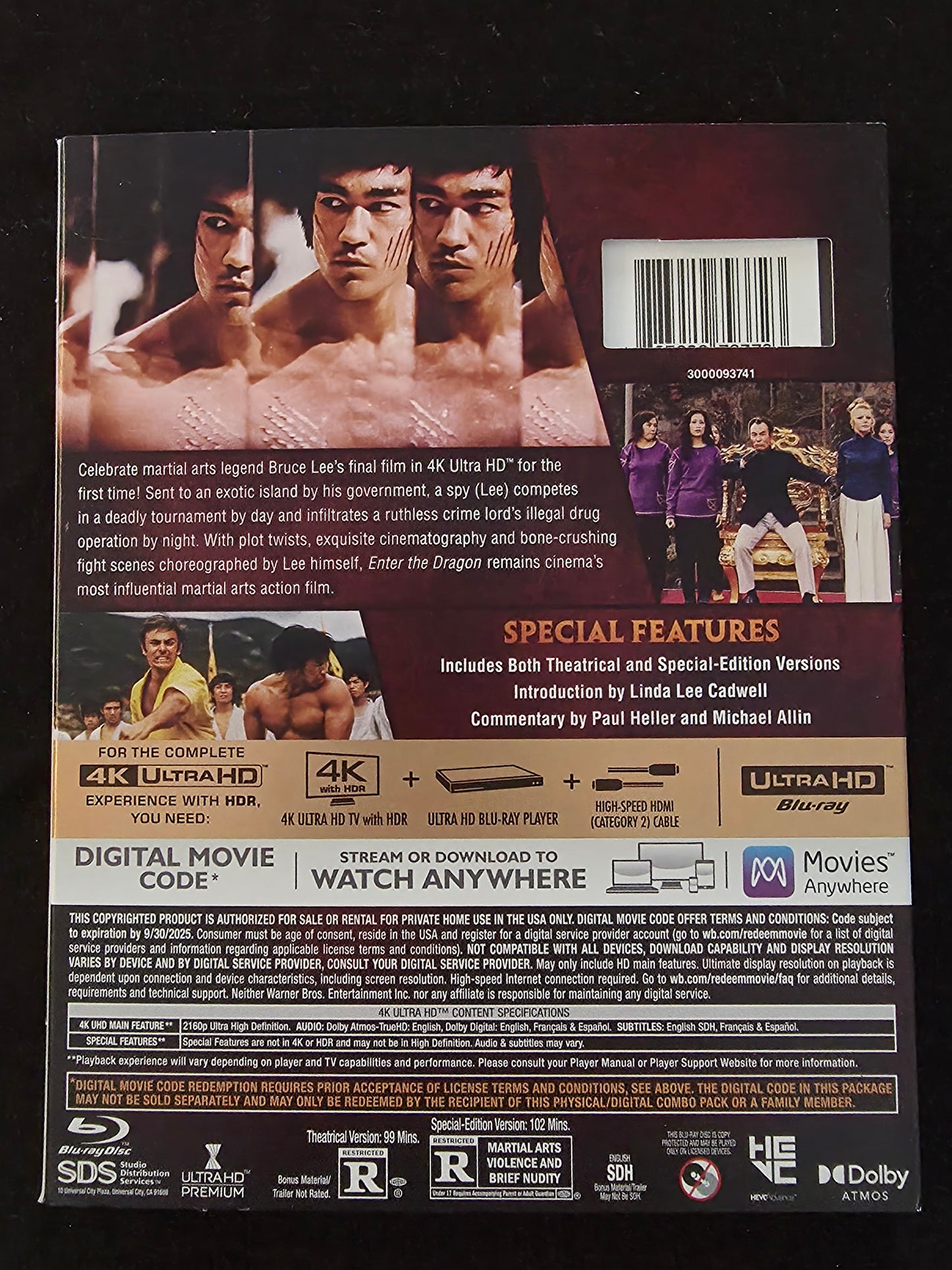 Enter the Dragon 4K Ultra HD, 1973 Bruce Lee John Saxon Martial Arts Kung Fu