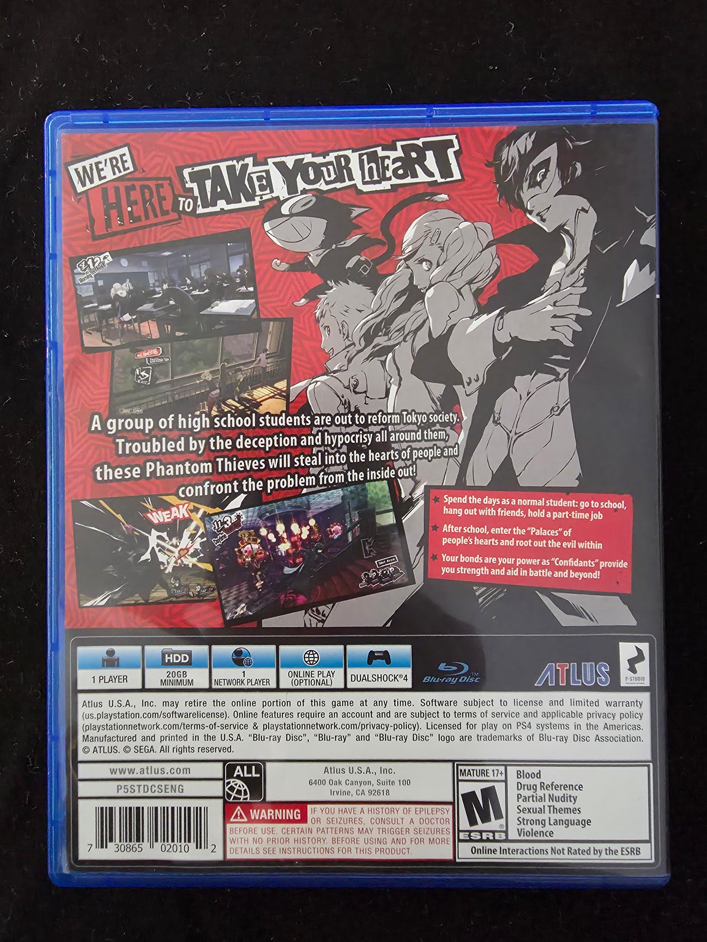 Persona 5 P5 (Sony PlayStation 4, 2017) PS4 Blue Label