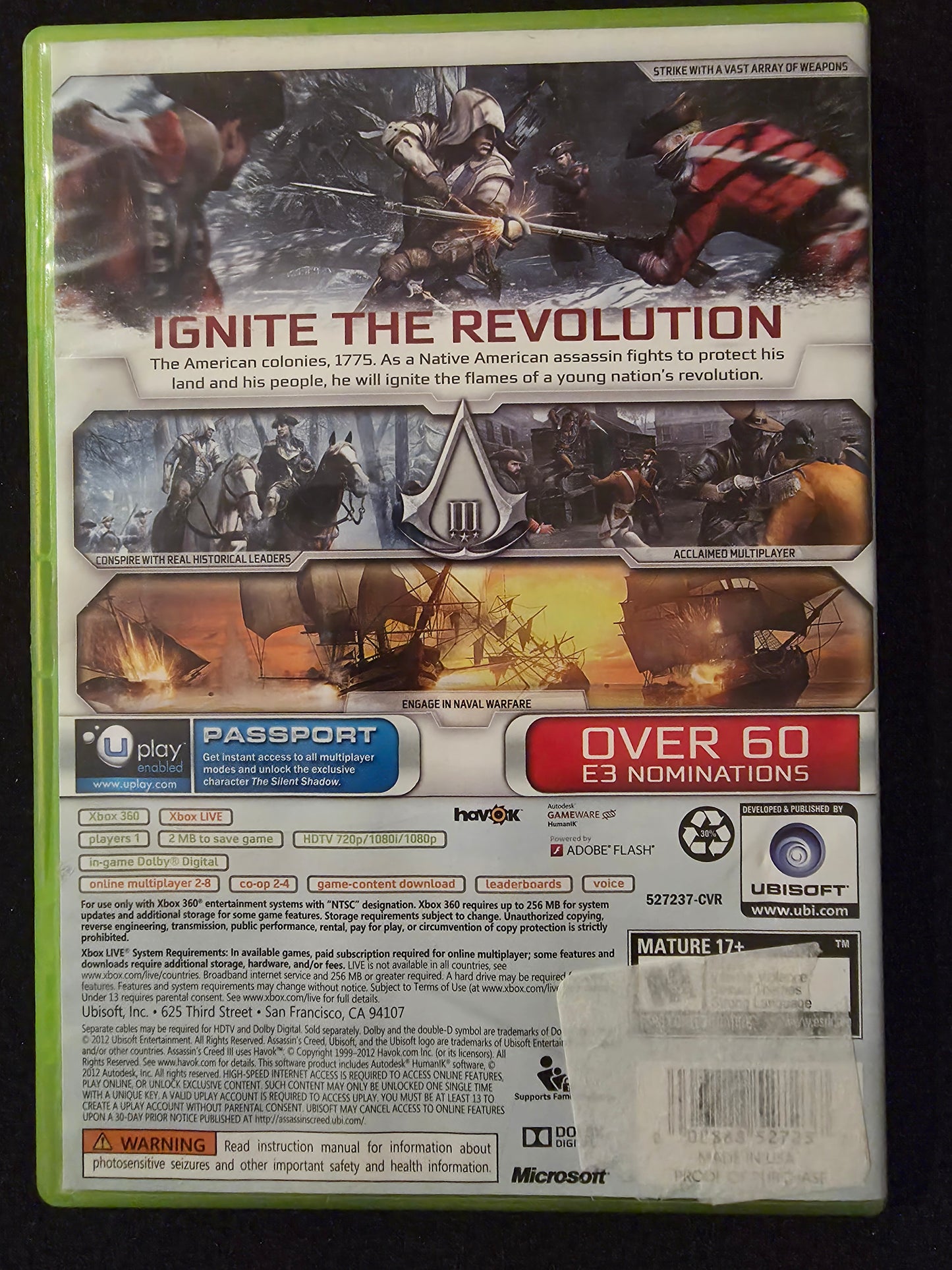 Assassin's Creed III 3 (Xbox 360) CIB