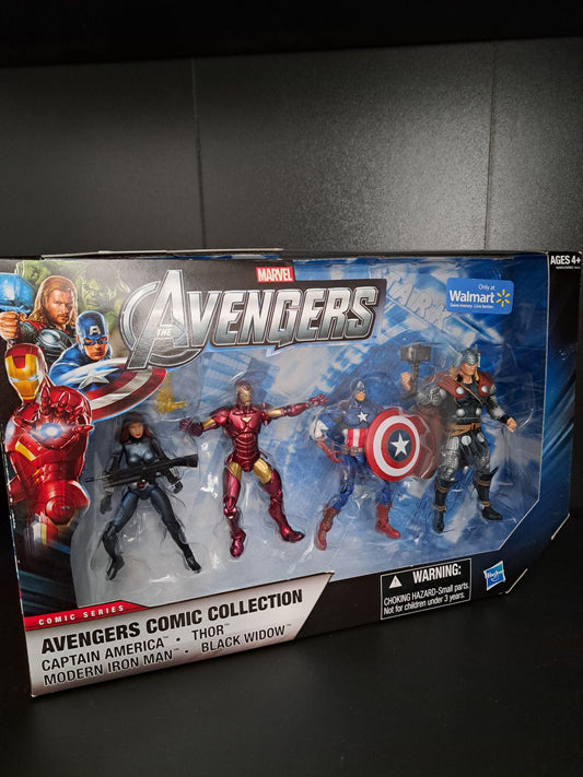 NIB! Marvel Universe Avengers Wal Mart 4pack - Thor,Captain,Black,Widow,Iron Man