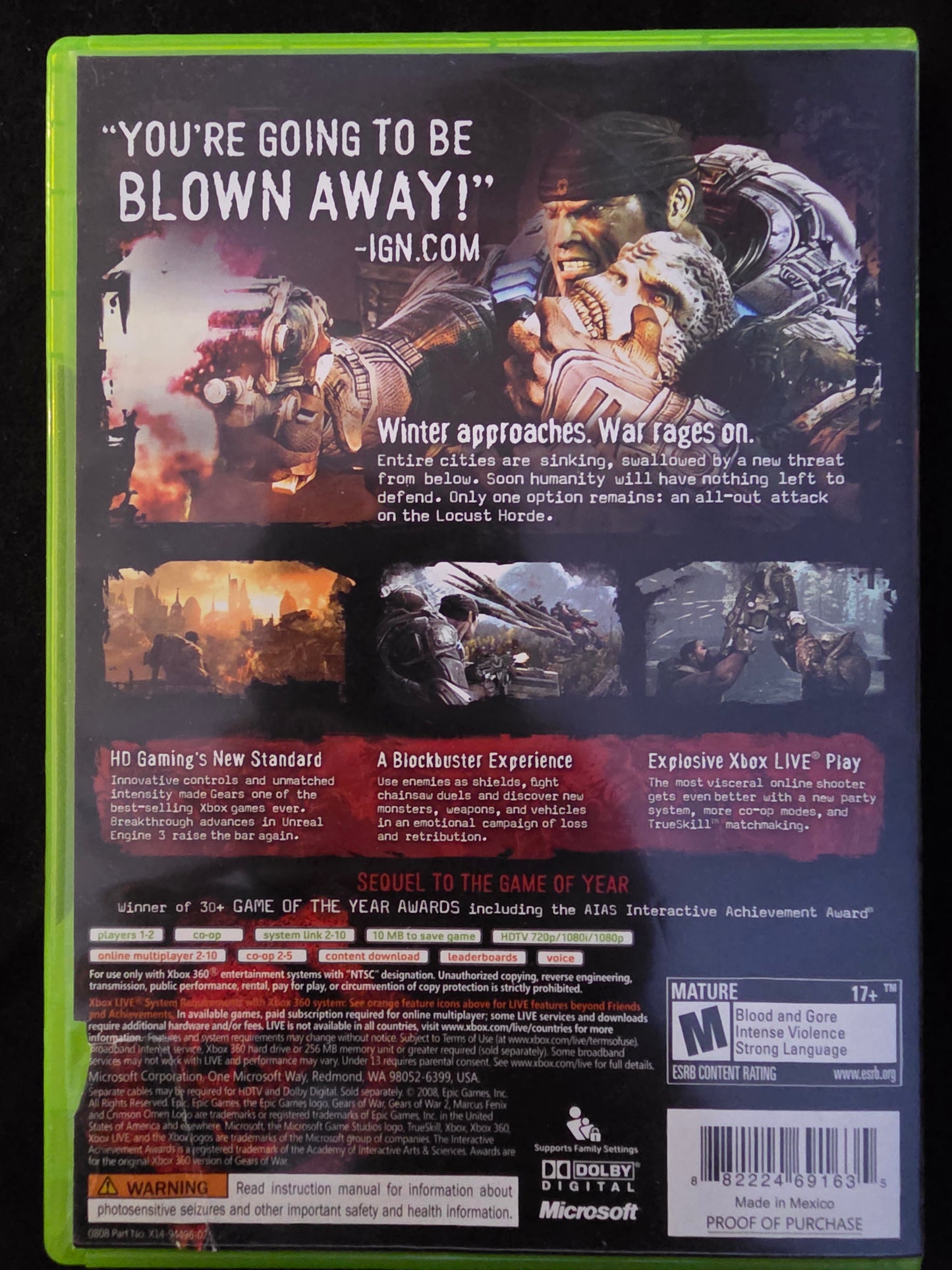 Gears of War 2 (Xbox 360, 2008) CIB