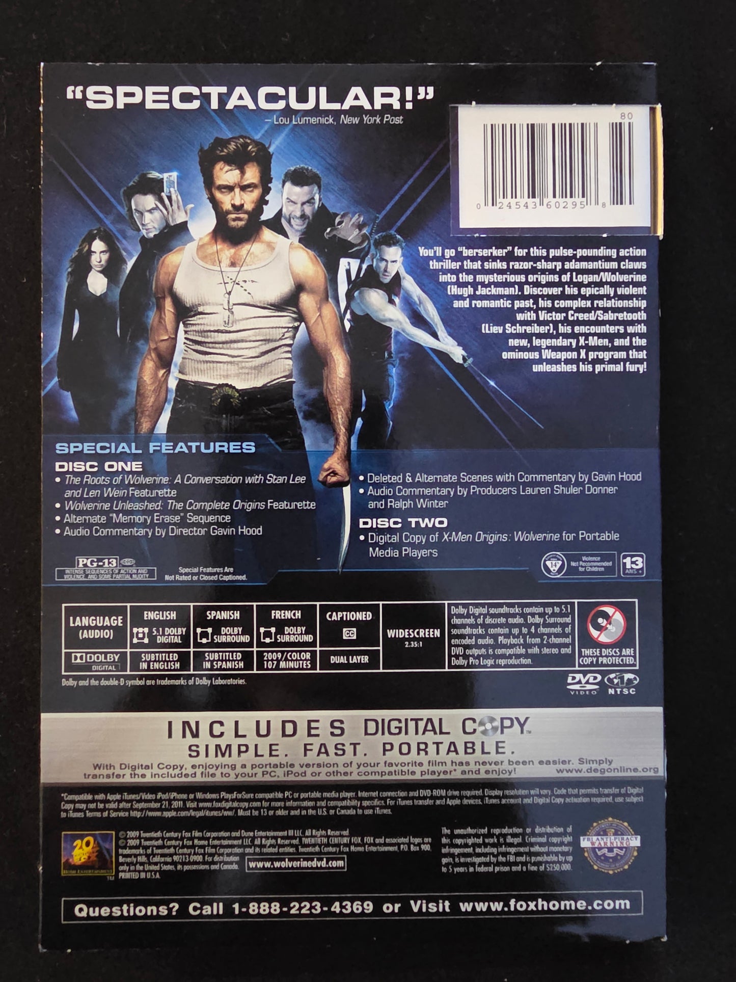 X-Men Origins-Wolverine (DVD, 2009) W/ Slipcover, Hugh Jackman, Liev Schreiber