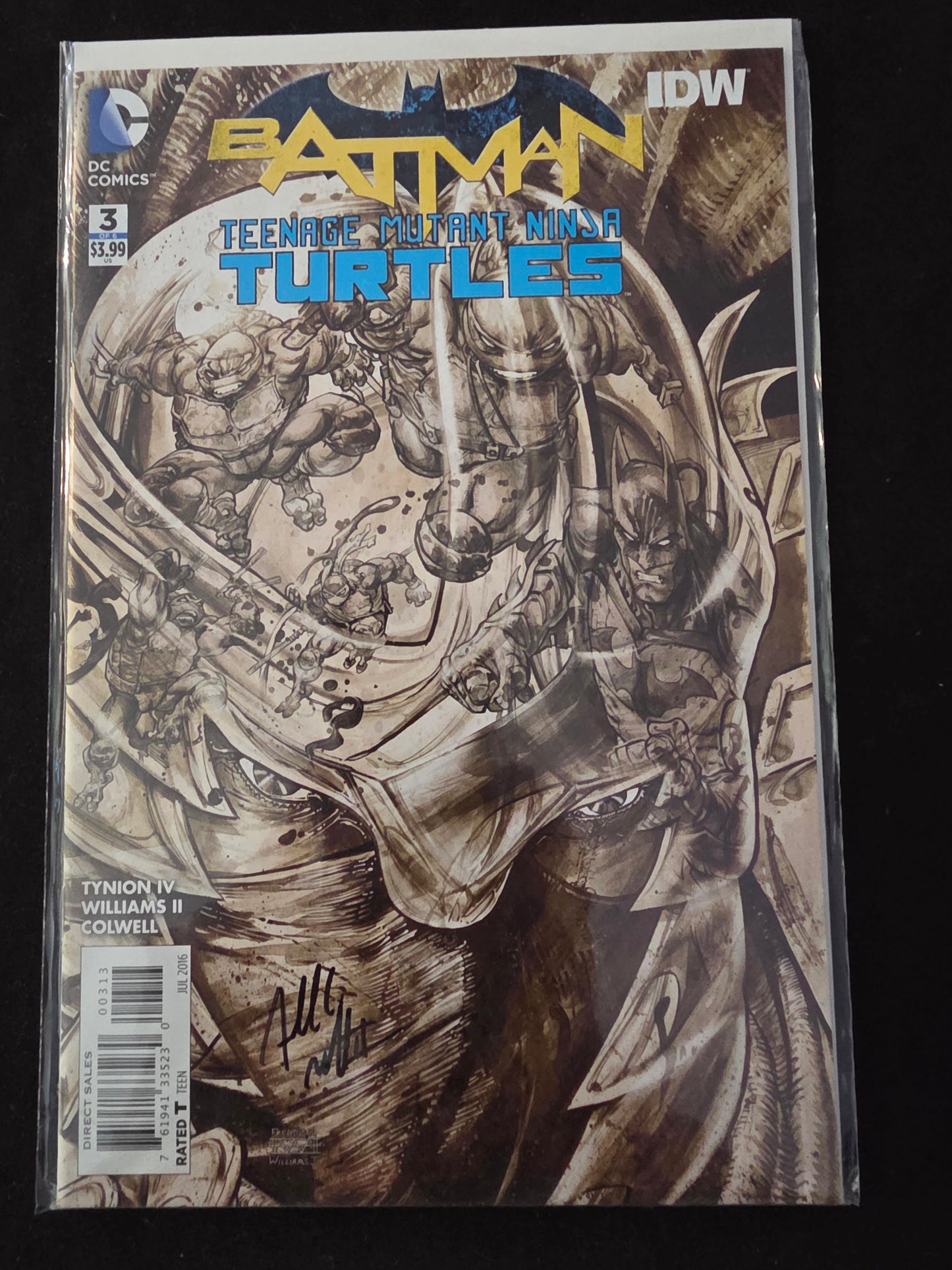 Batman Teenage Mutant Ninja Turtles #3 Sketch 3rd Print signed by Freddie Williams no COA VARIANT DC Comics, 2016