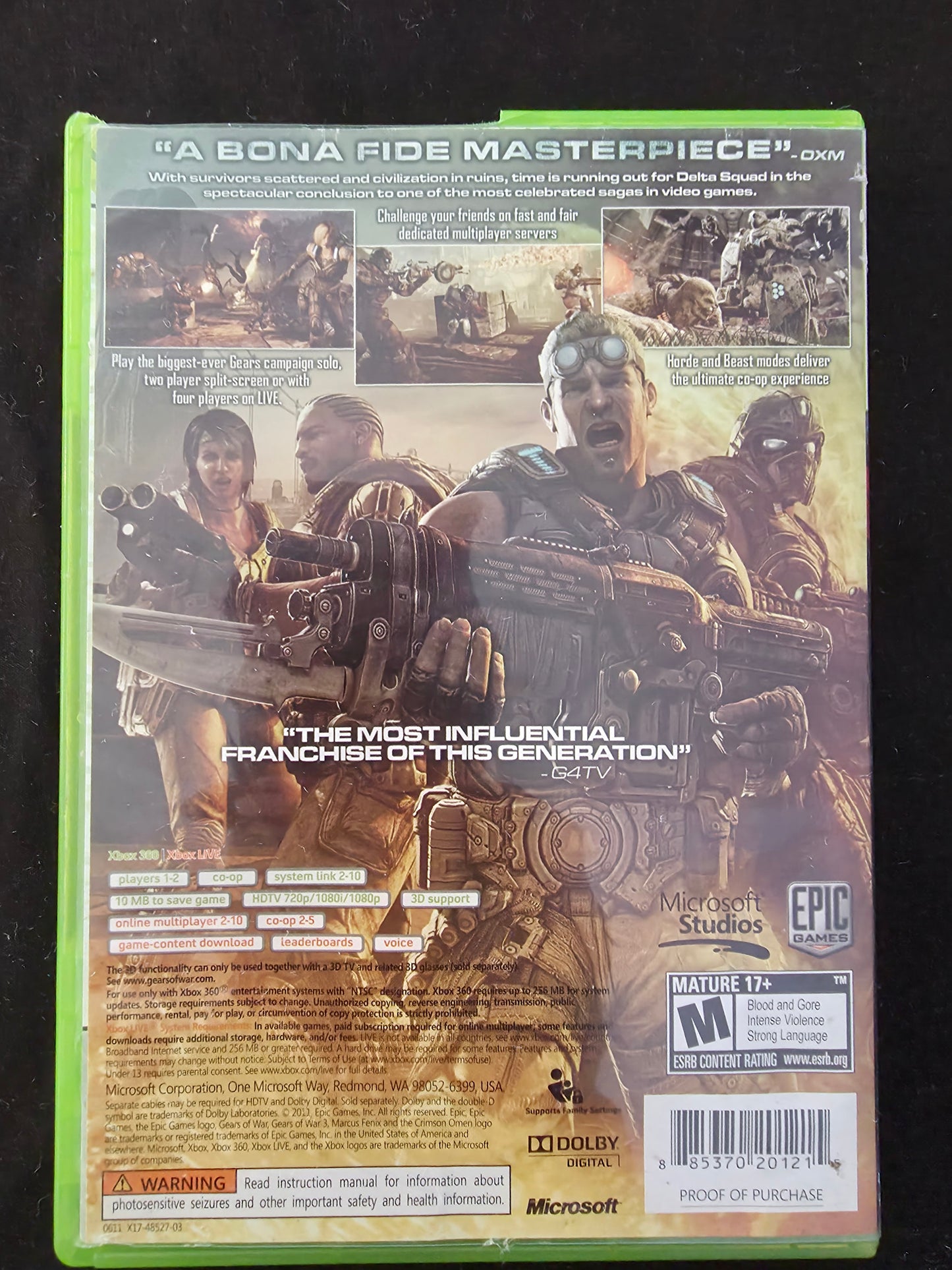 Gears of War 3 (Microsoft Xbox 360, 2011)