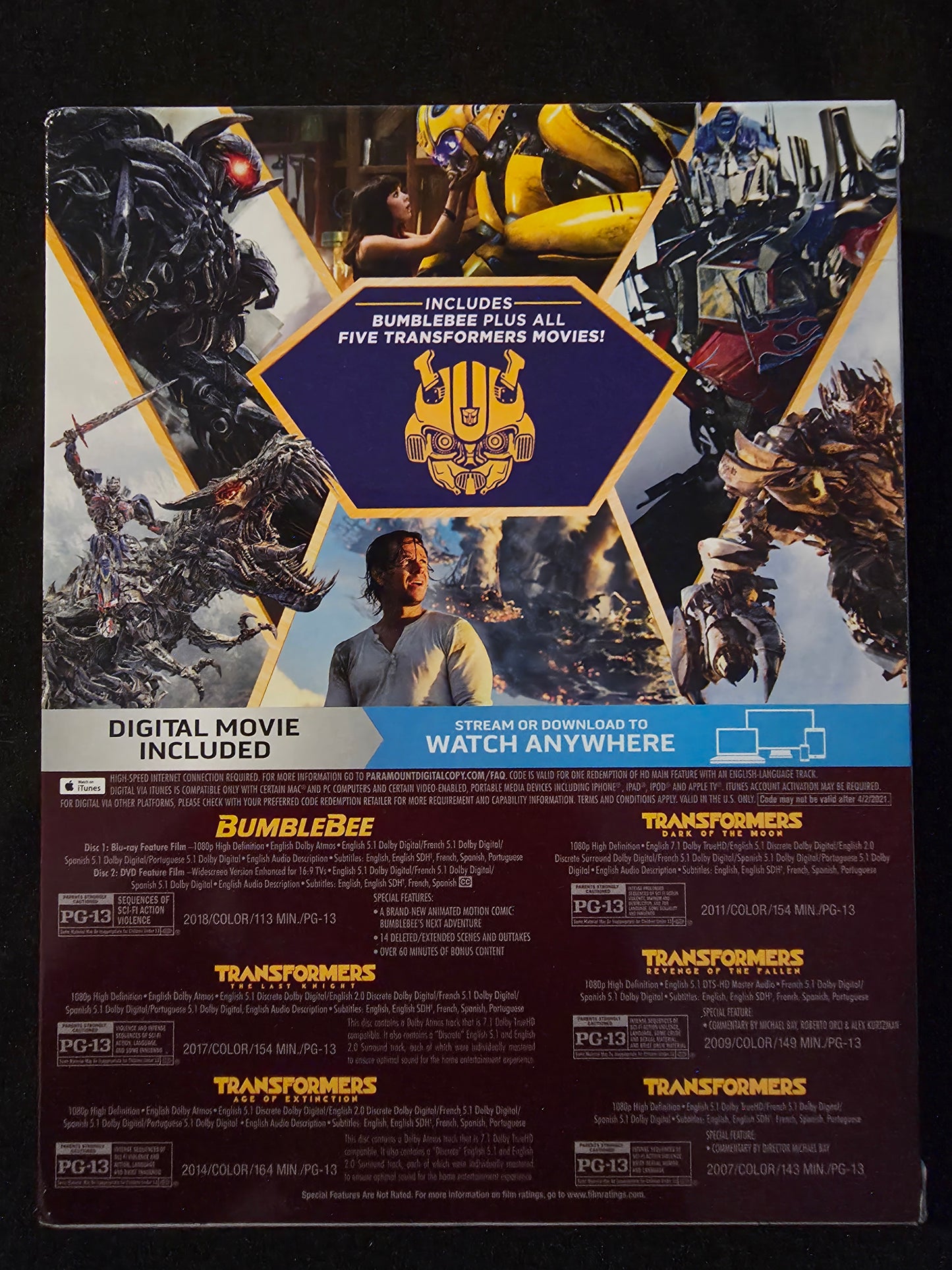 Bumblebee and Transformers 6-Movie Pack (Blu-ray, 2018)