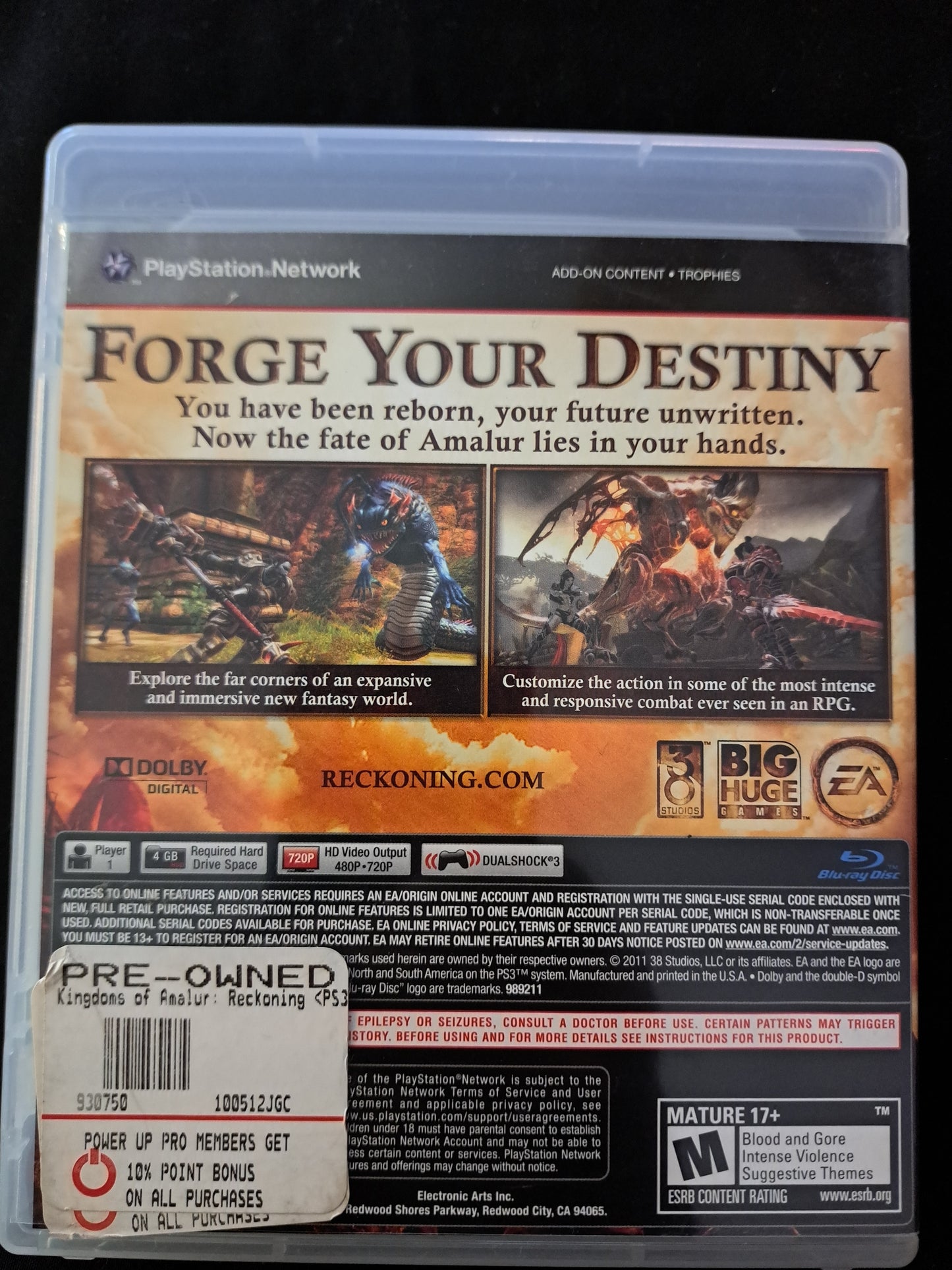 Kingdoms of Amalur: Reckoning (Sony PlayStation 3, 2012) PS3 Complete