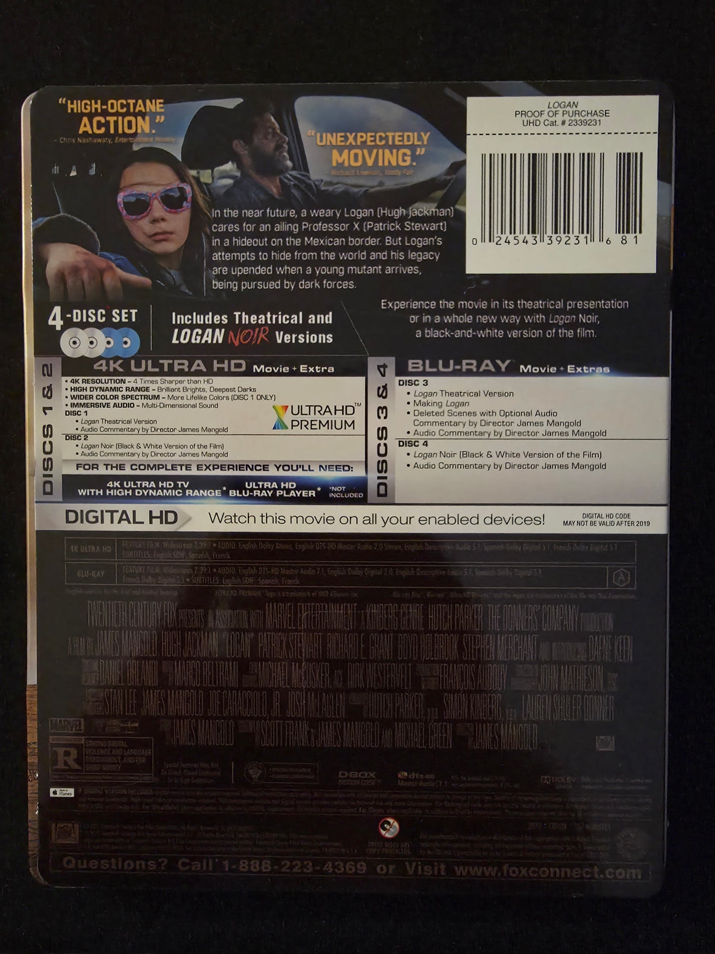 LOGAN 4K UHD Blu-Ray Best Buy 4-Disc STEELBOOK LE NOIR Version