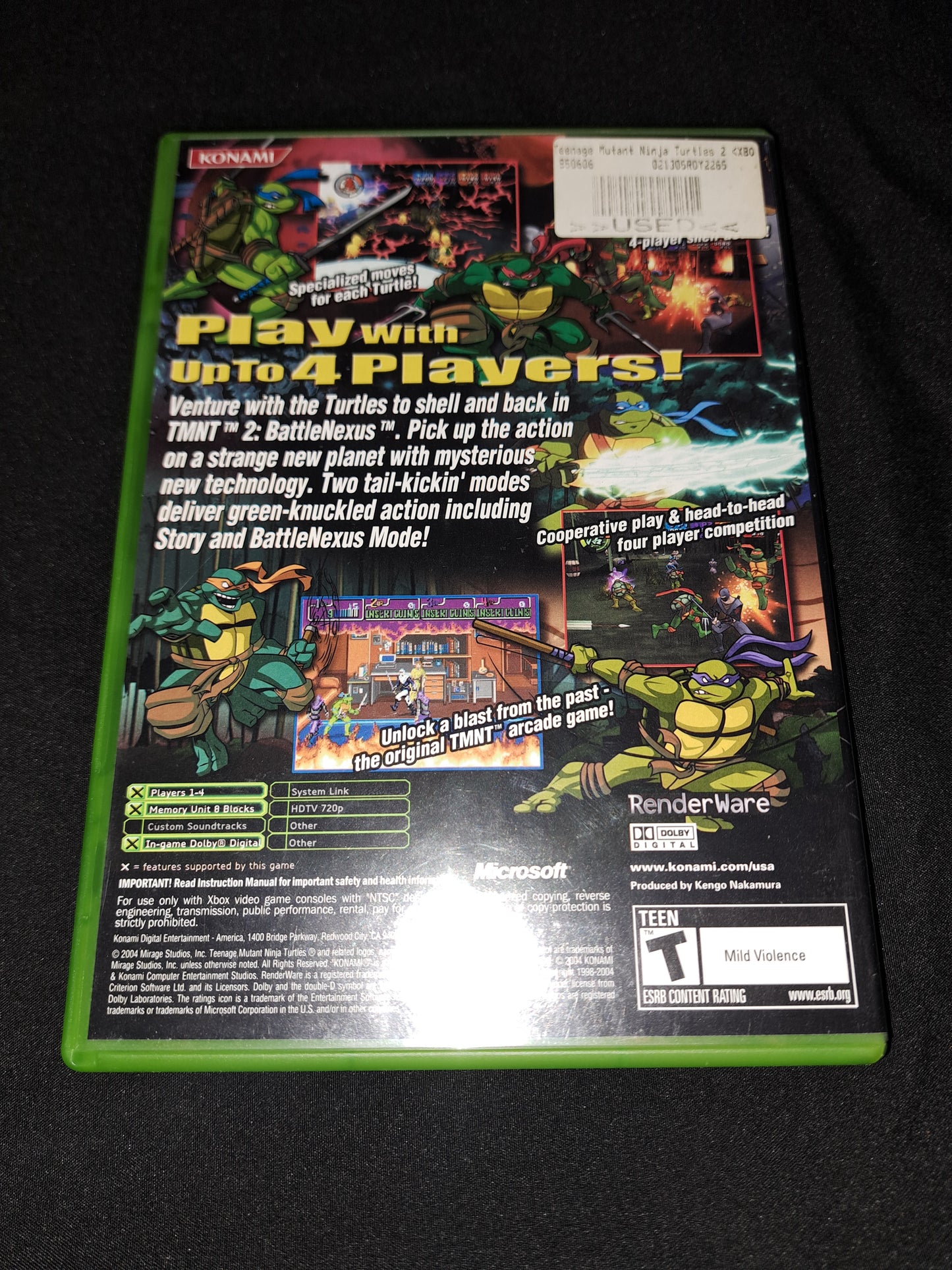 Teenage Mutant Ninja Turtles 2: Battle Nexus (Microsoft Xbox, 2004) - COMPLETE