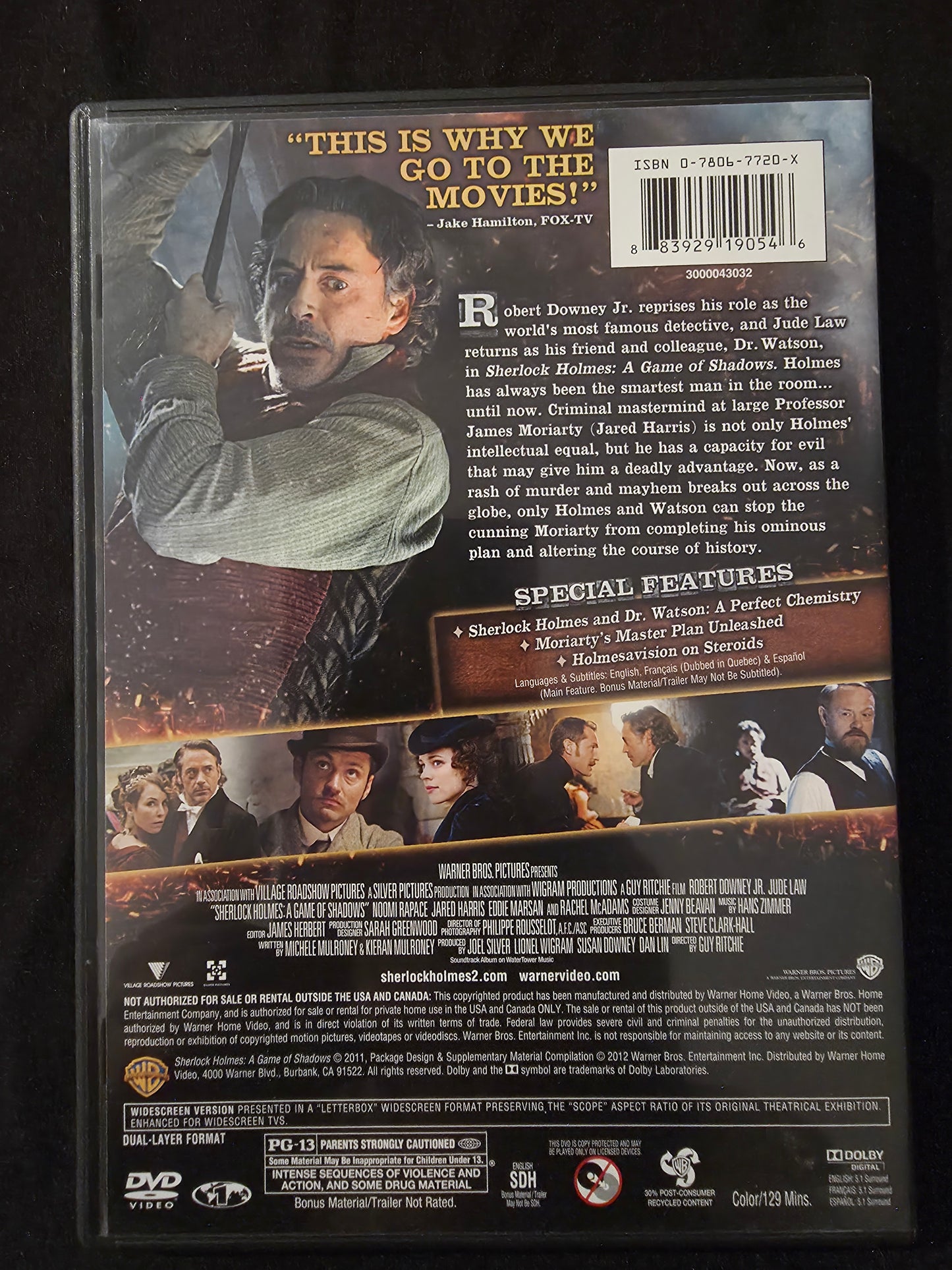 Sherlock Holmes: A Game of Shadows 2011 DVD Thriller Movie Robert Downey Jr.