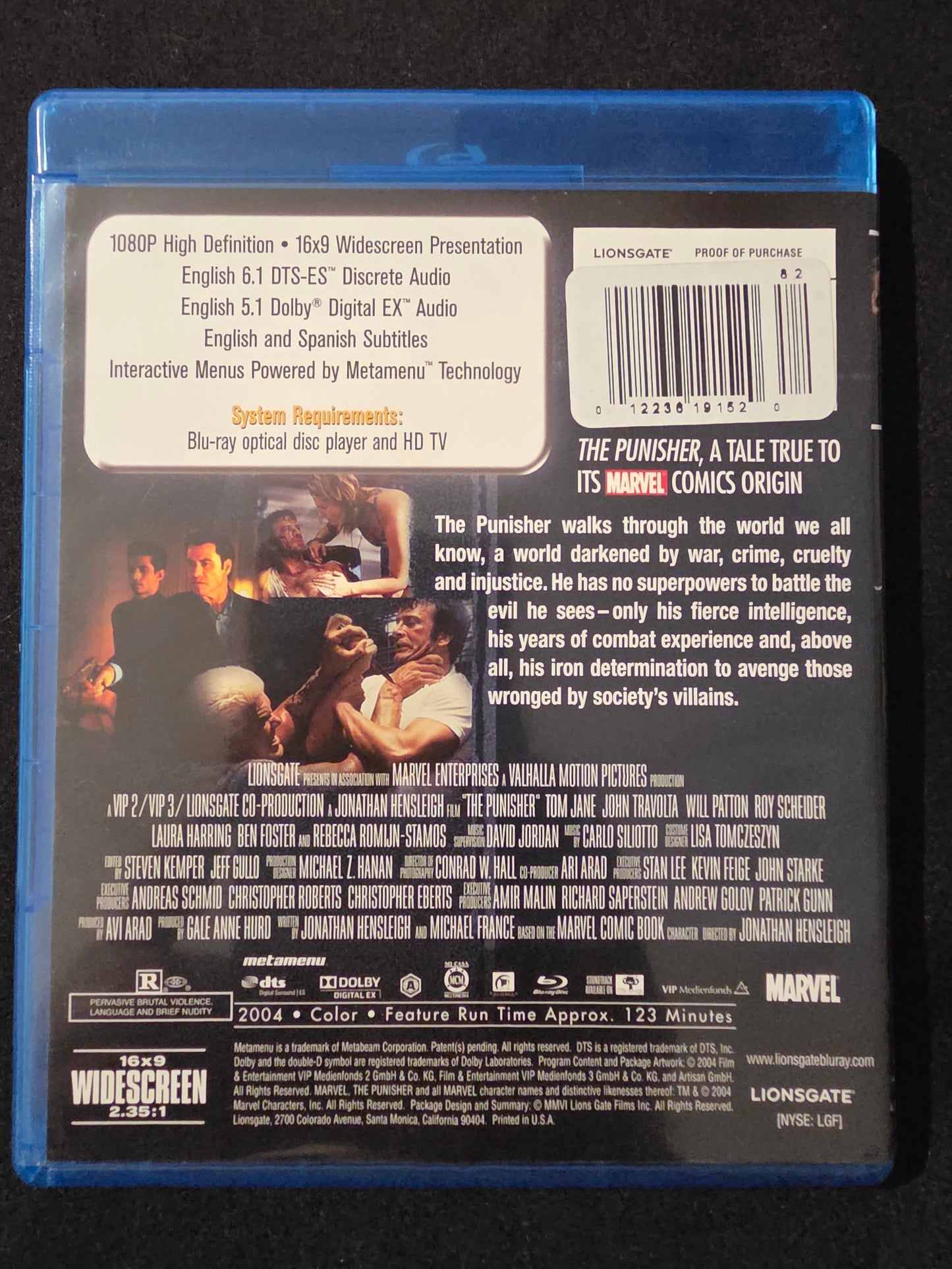 The Punisher (Blu-ray, 2004) Tom Lane, John Travolta