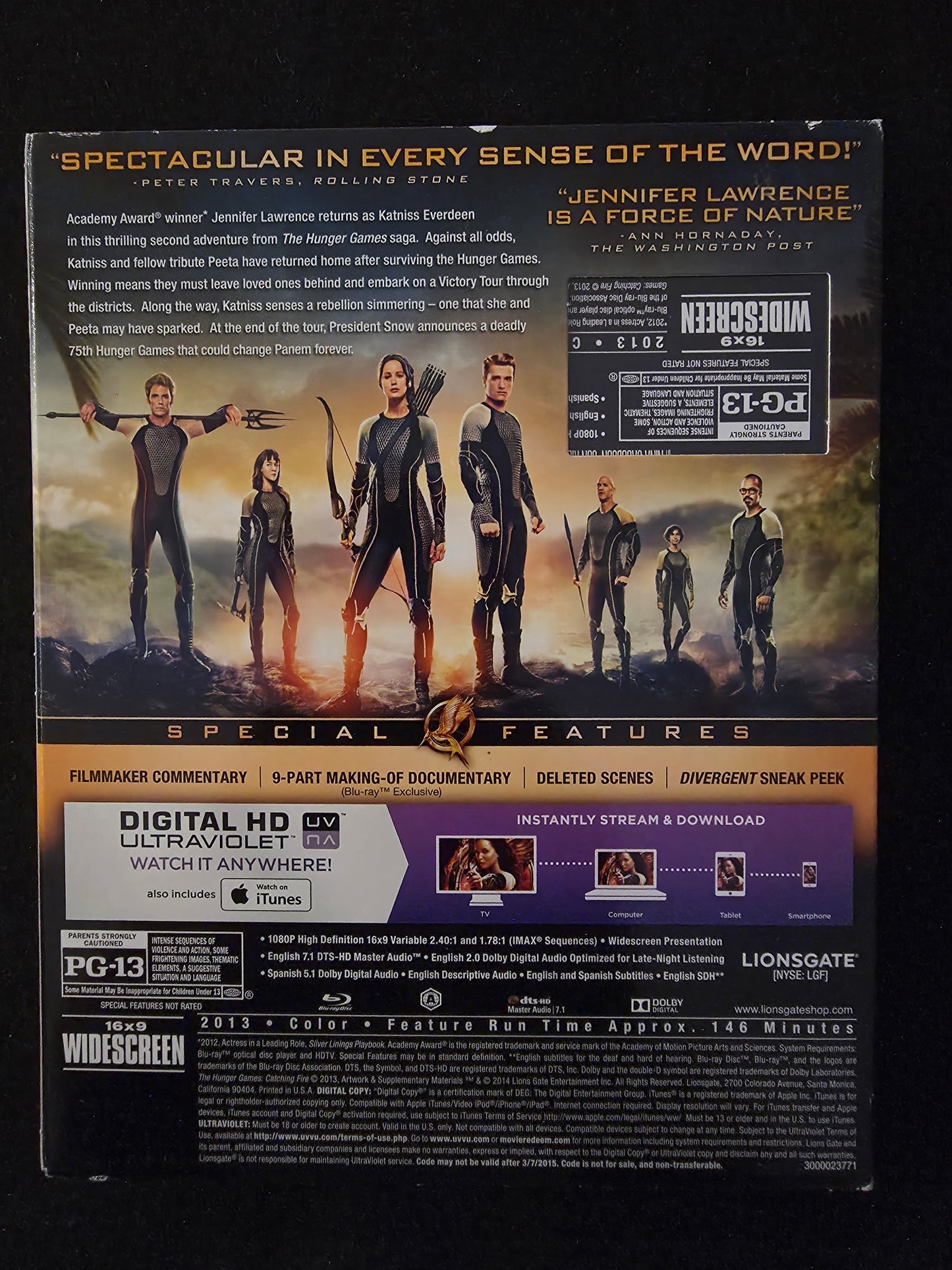 The Hunger Games: Catching Fire (Blu-ray, 2013) with Sleeve