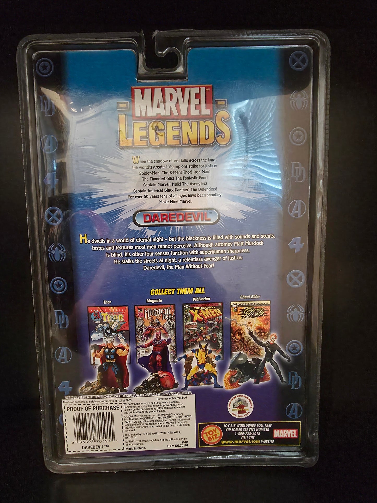 Marvel Legends Series 3 Daredevil Action Figure 2002 w/comic Toy Biz