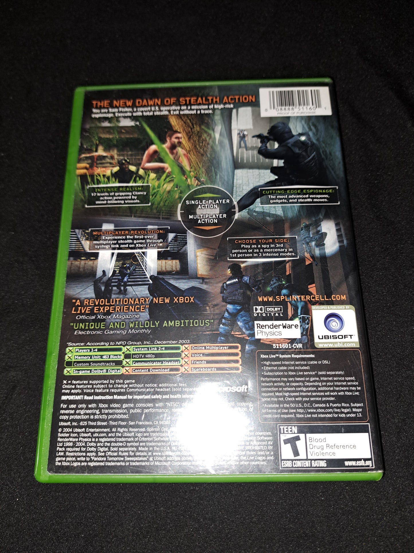 Tom Clancy's Splinter Cell: Pandora Tomorrow (Xbox, 2004) CIB