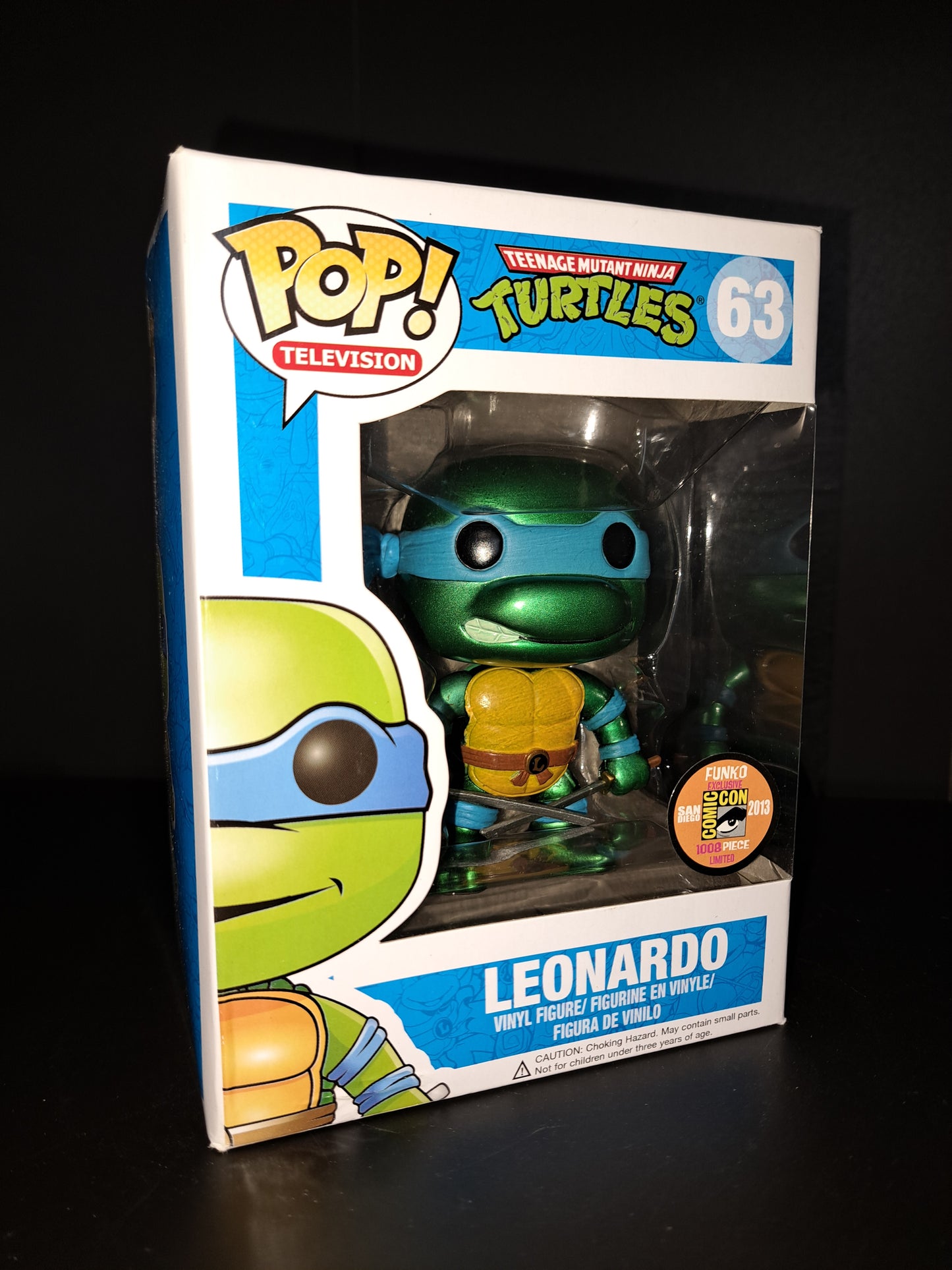 SDCC Metallic Funko Pop Leonardo #63. Limited 1008 Pieces. TMNT