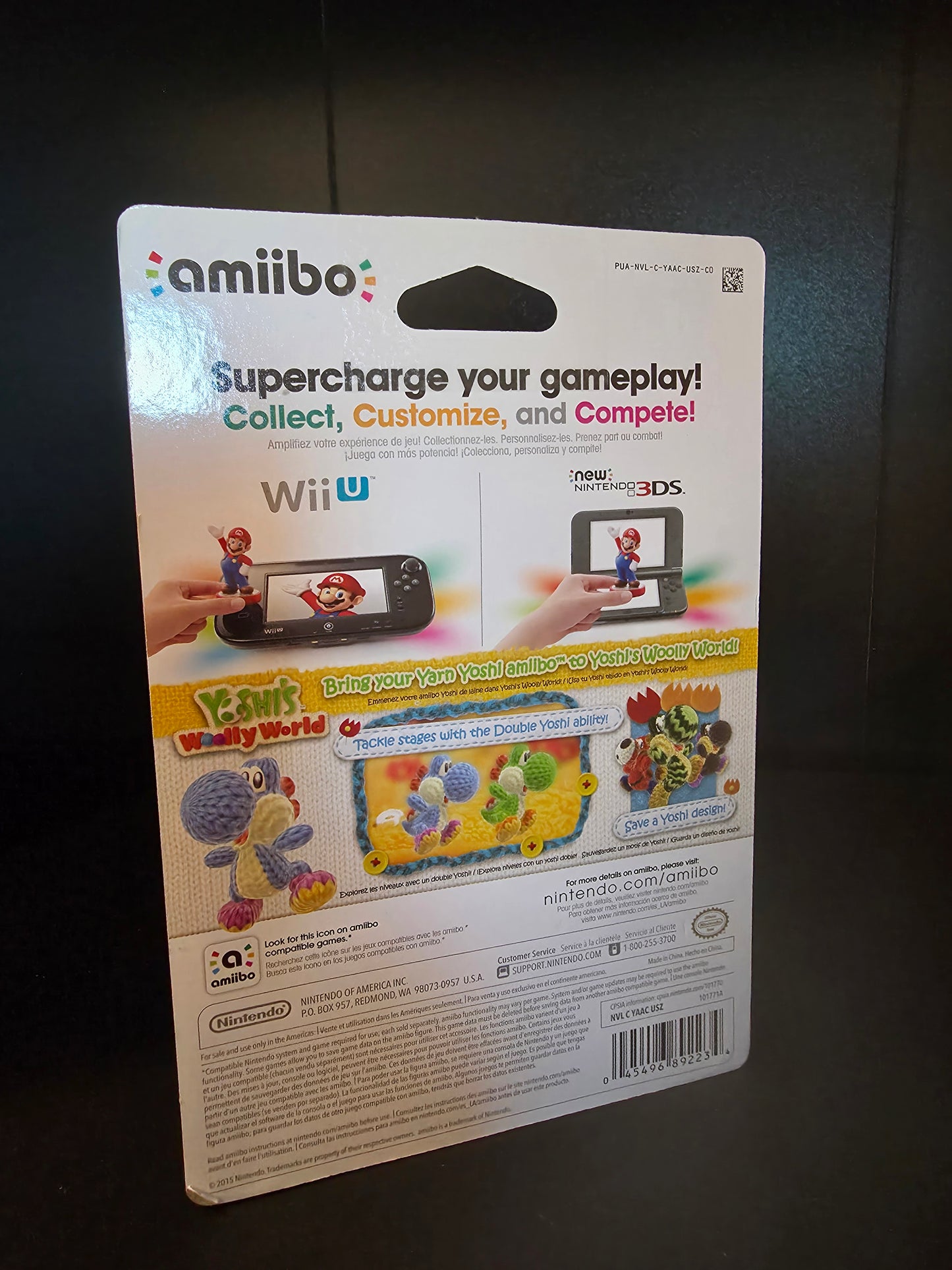 Nintendo amiibo Yoshi's Woolly World Light Blue Yarn Yoshi Figure Brand New