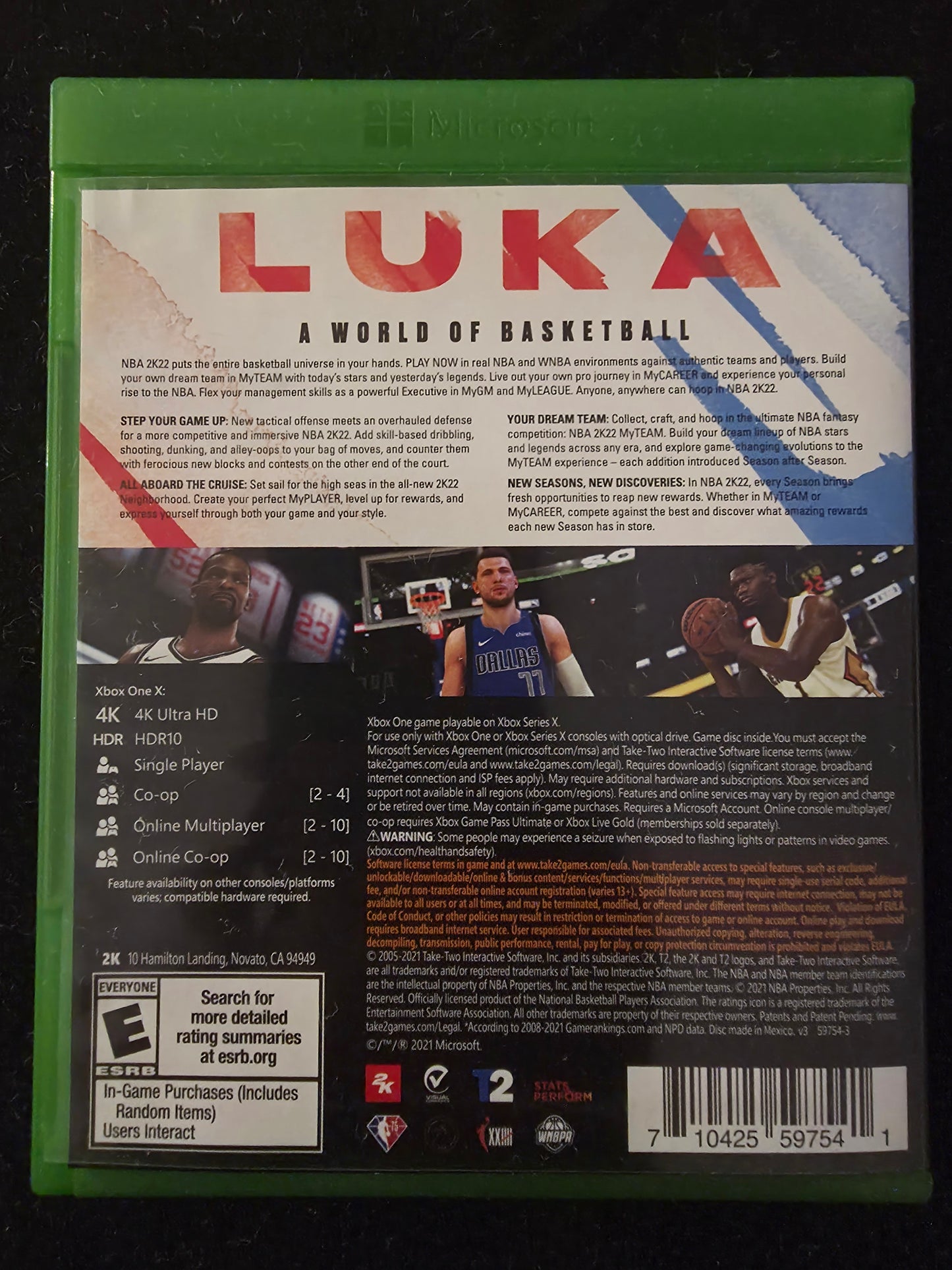 NBA 2K22 Microsoft Xbox One Series X|S Game CIB E 2K NTSC 2021 Sports Basketball