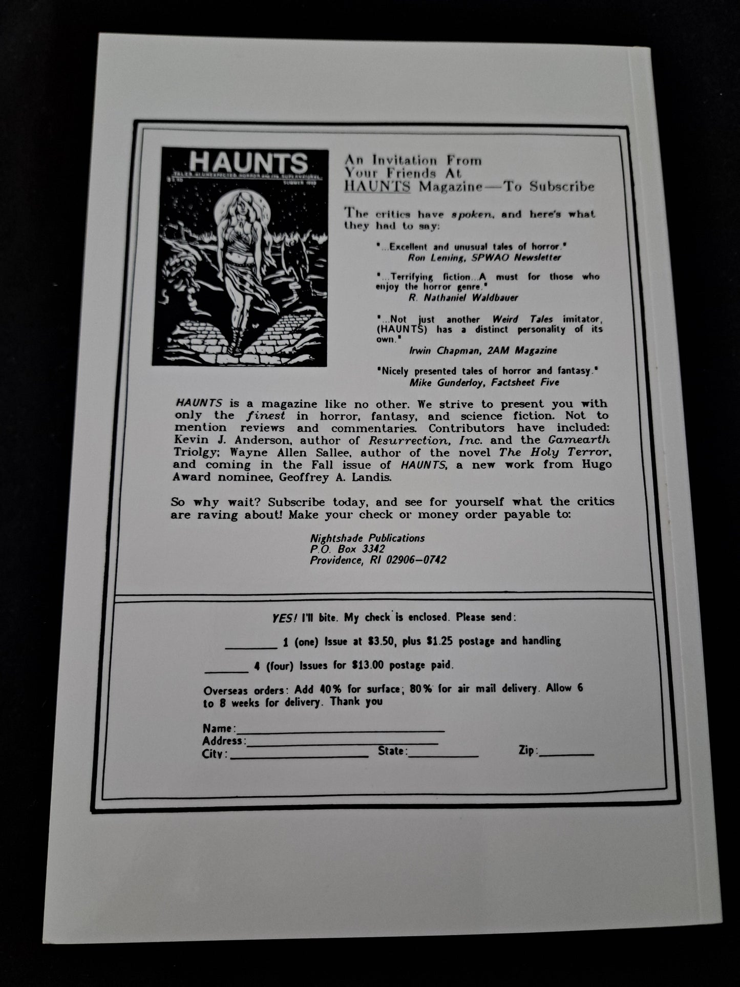 Haunts: Tales of Unexpected Horror and the Supernatural, Summer 1990