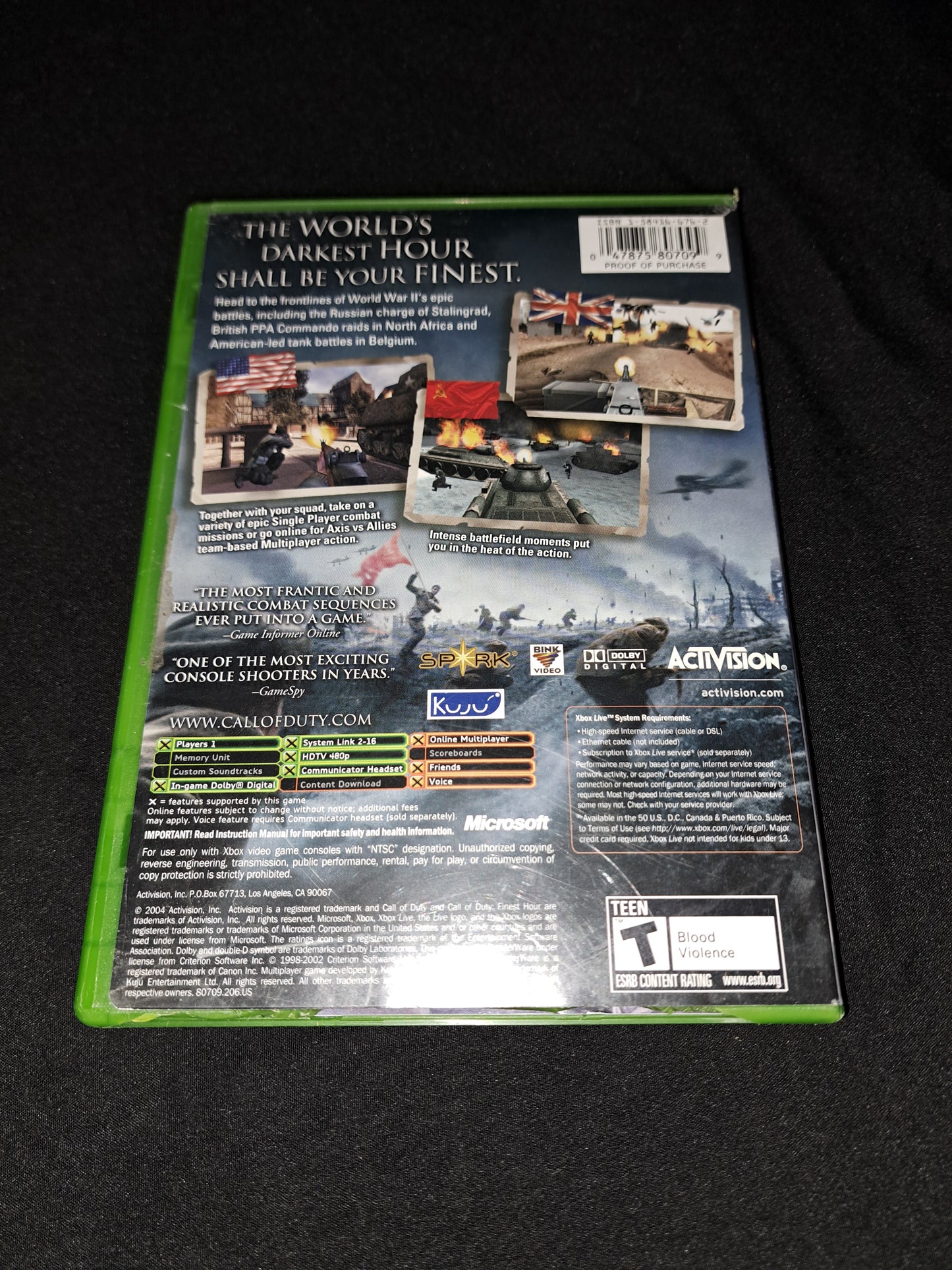 Call of Duty Finest Hour (Xbox, 2004) CIB