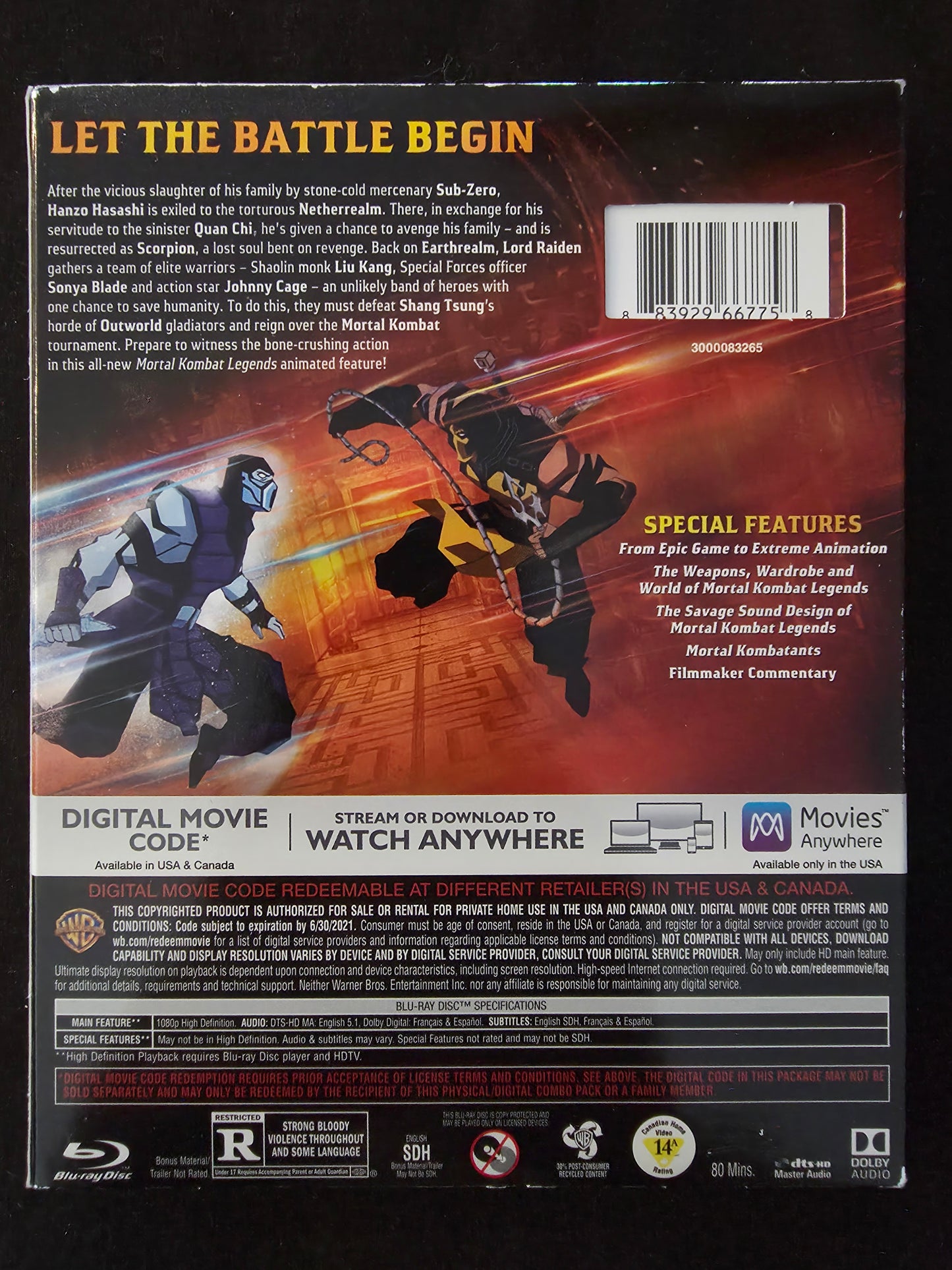 Mortal Kombat Legends: Scorpion's Revenge (Blu-ray, 2020)