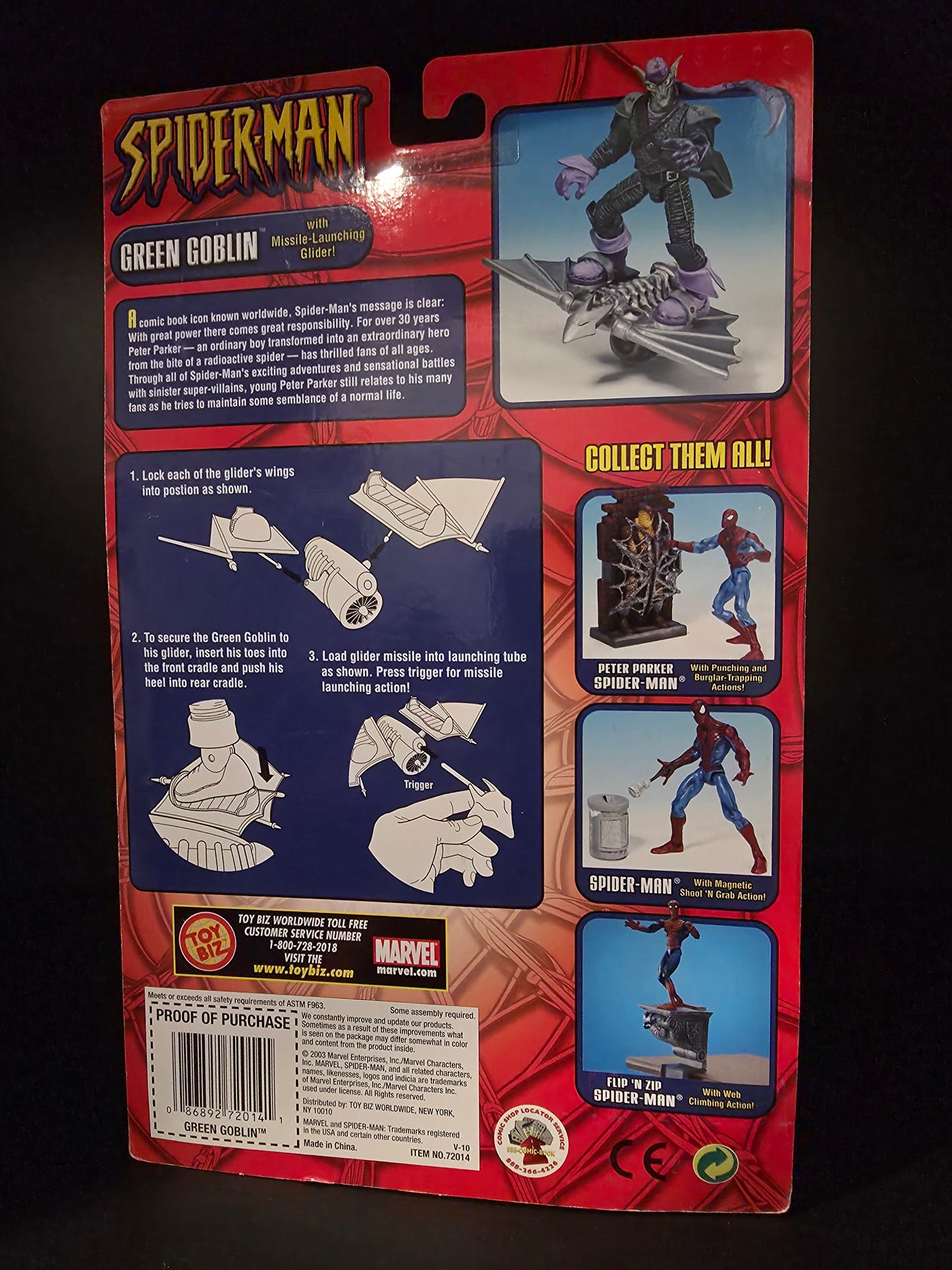 TOY BIZ MARVEL LEGENDS 2003 SPIDERMAN GREEN GOBLIN FIGURE W/GLIDER SEALED