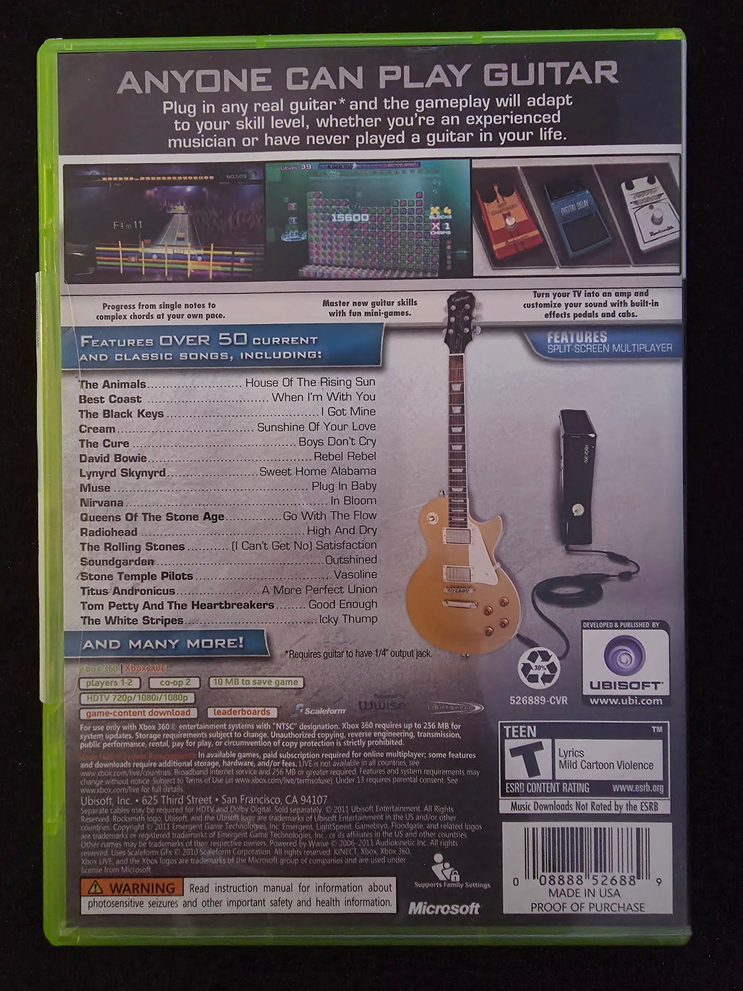 Rocksmith (Microsoft Xbox 360, 2011) CIB