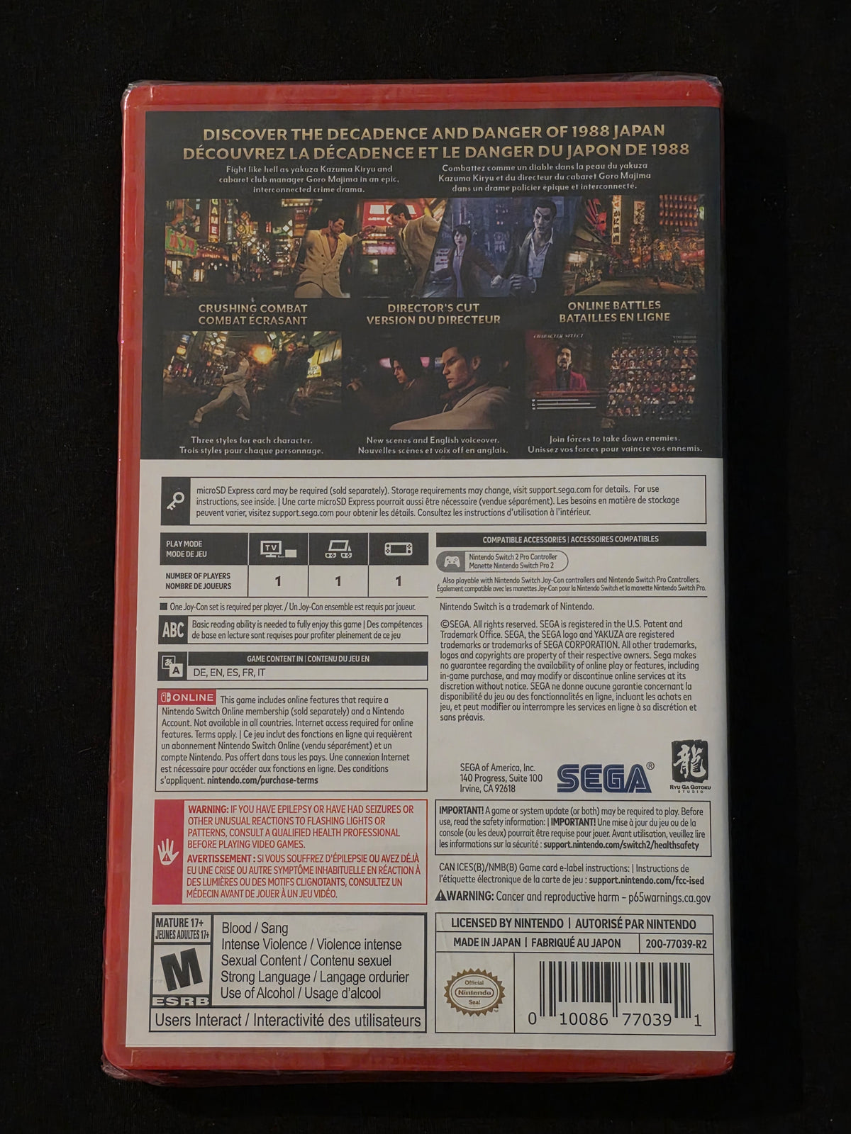 Yakuza 0 Directors Cut for Nintendo Switch 2 Sealed