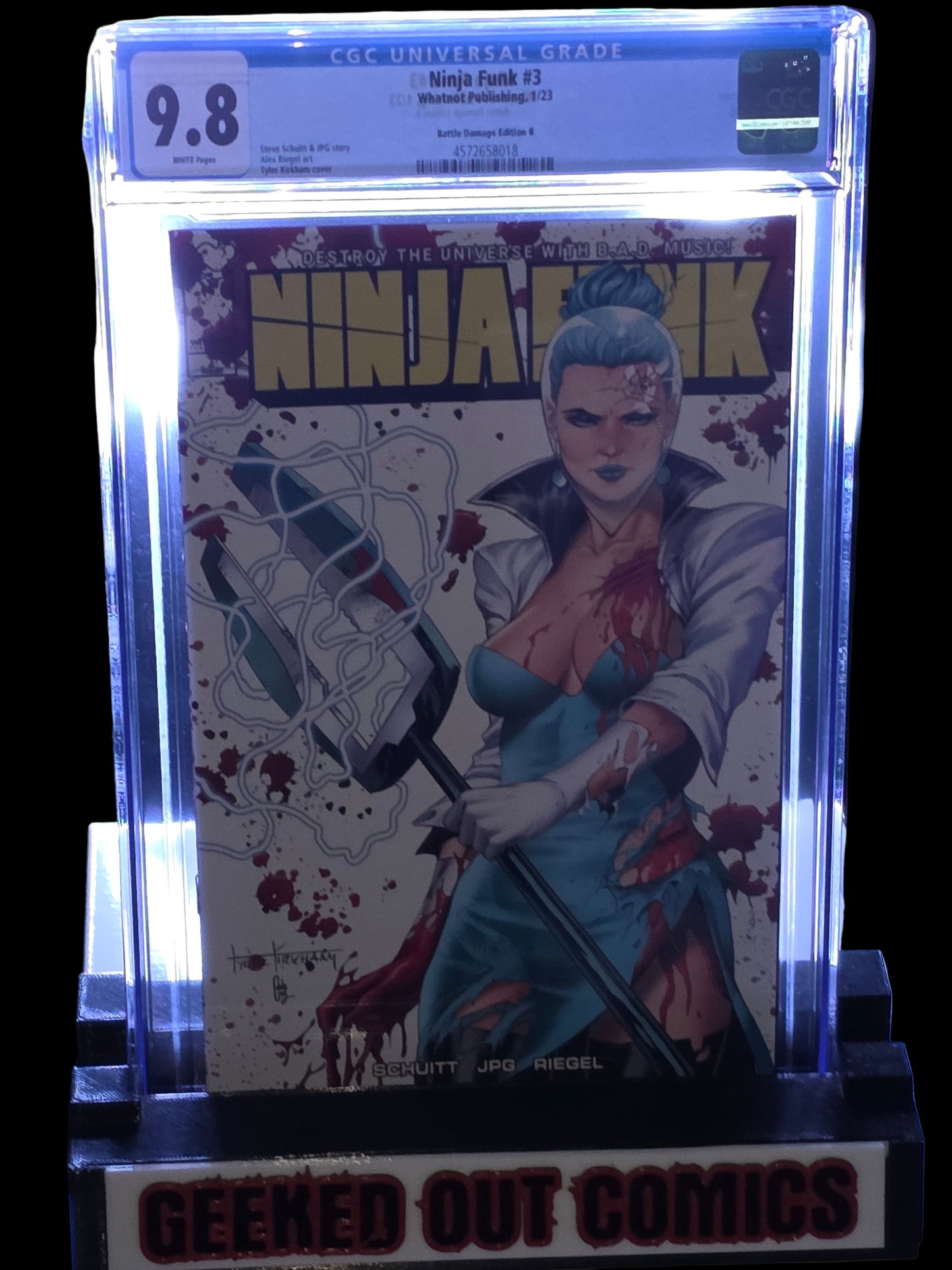 Ninja Funk #3 CGC 9.8 Tyler Kirkham Battle Damage Cover B variant Whatnot Publishing