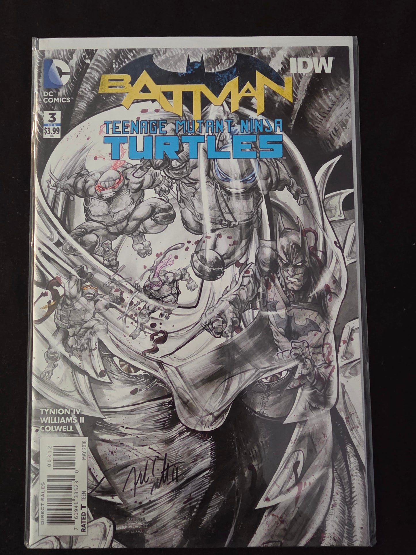 2016 DC Comics Batman/TMNT #3 2nd Printing Signed by Freddie Williams no COA