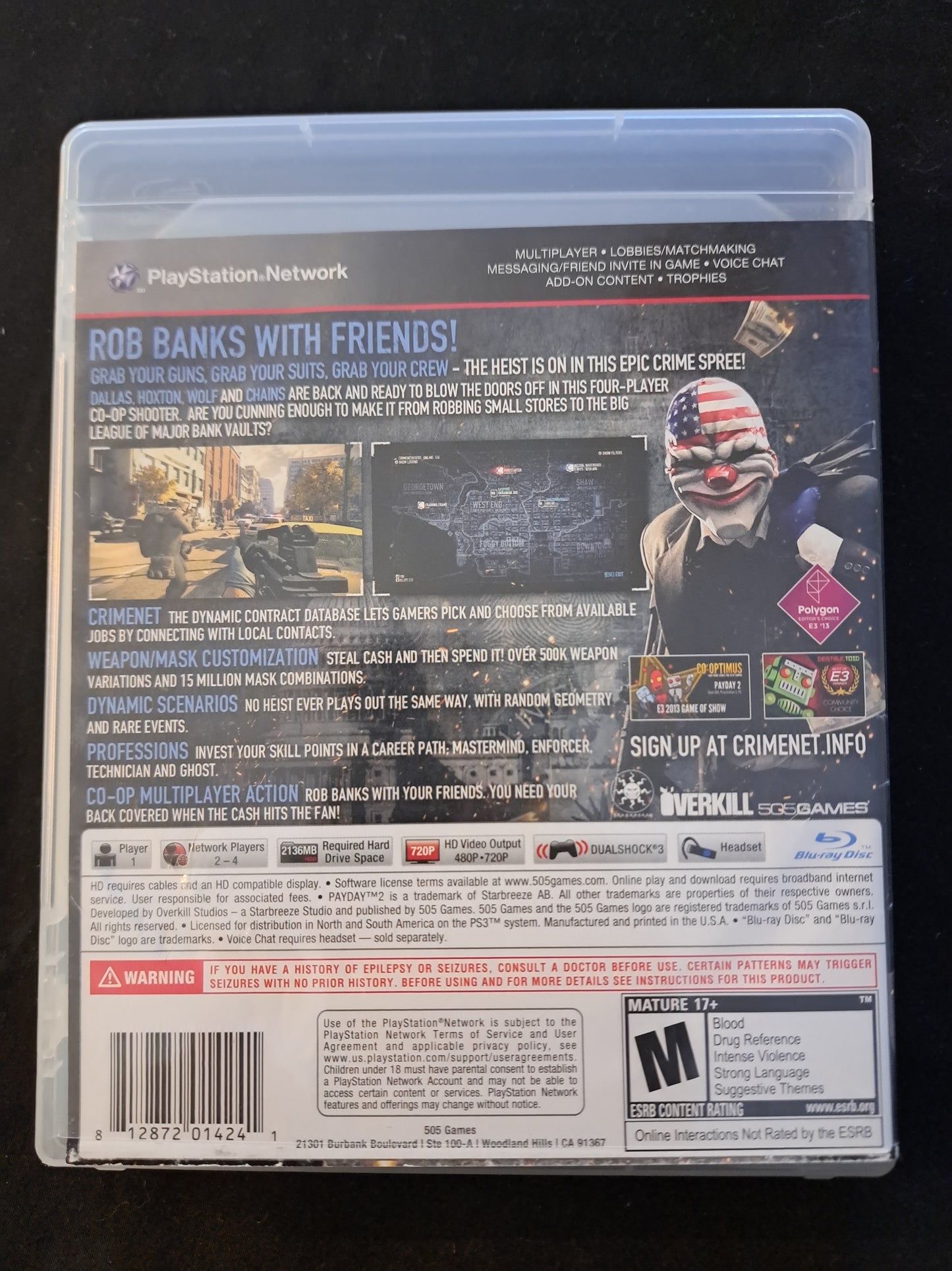 Payday 2 (Sony PlayStation 3 PS3, 2013)