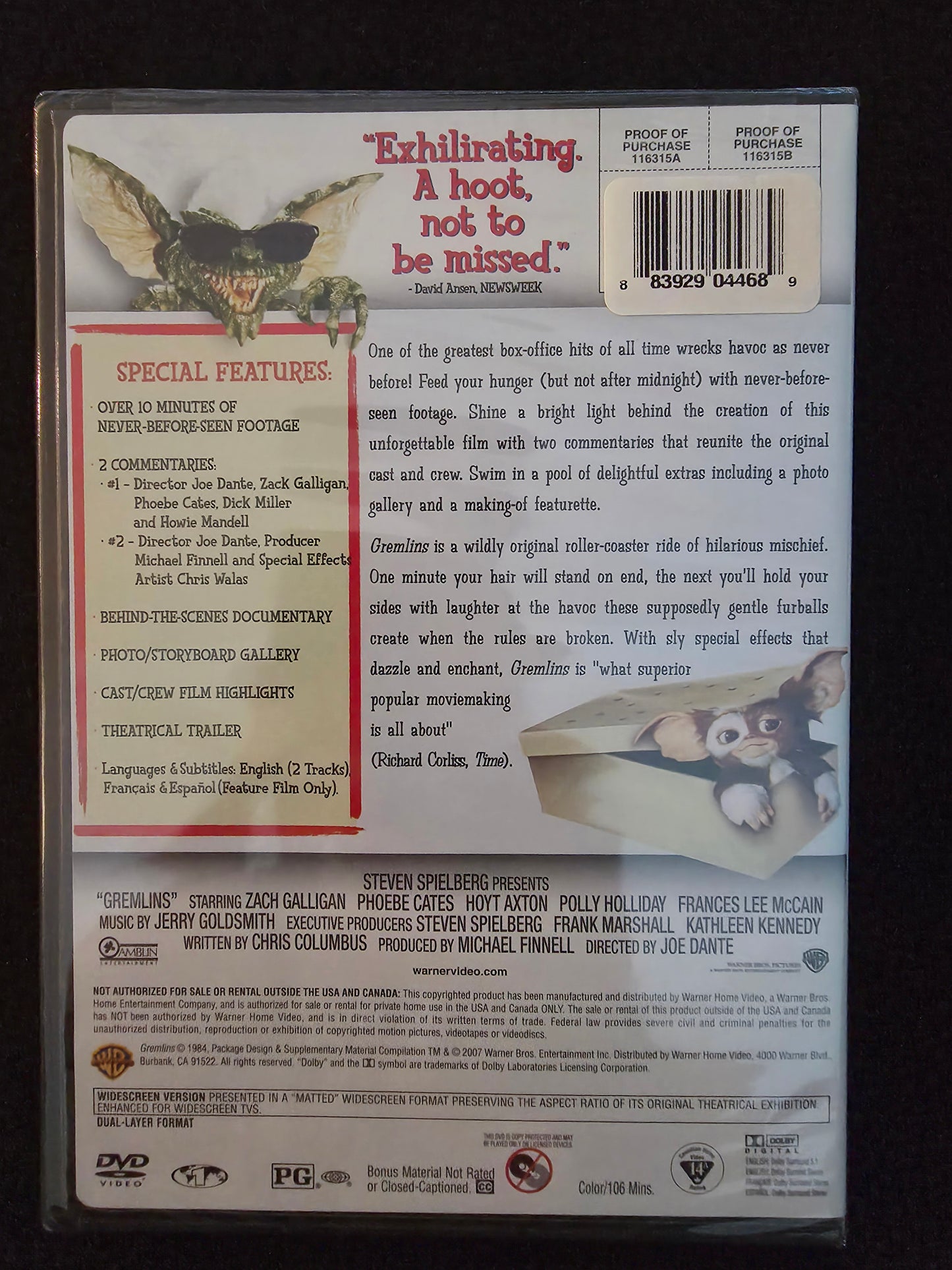 Gremlins Full Frame Special Edition DVD Steven Spielberg NEW - SEALED!