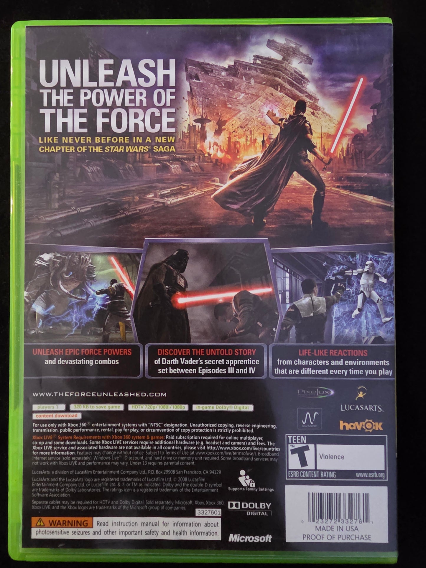 Star Wars: The Force Unleashed (Microsoft Xbox 360 2008) - CIB