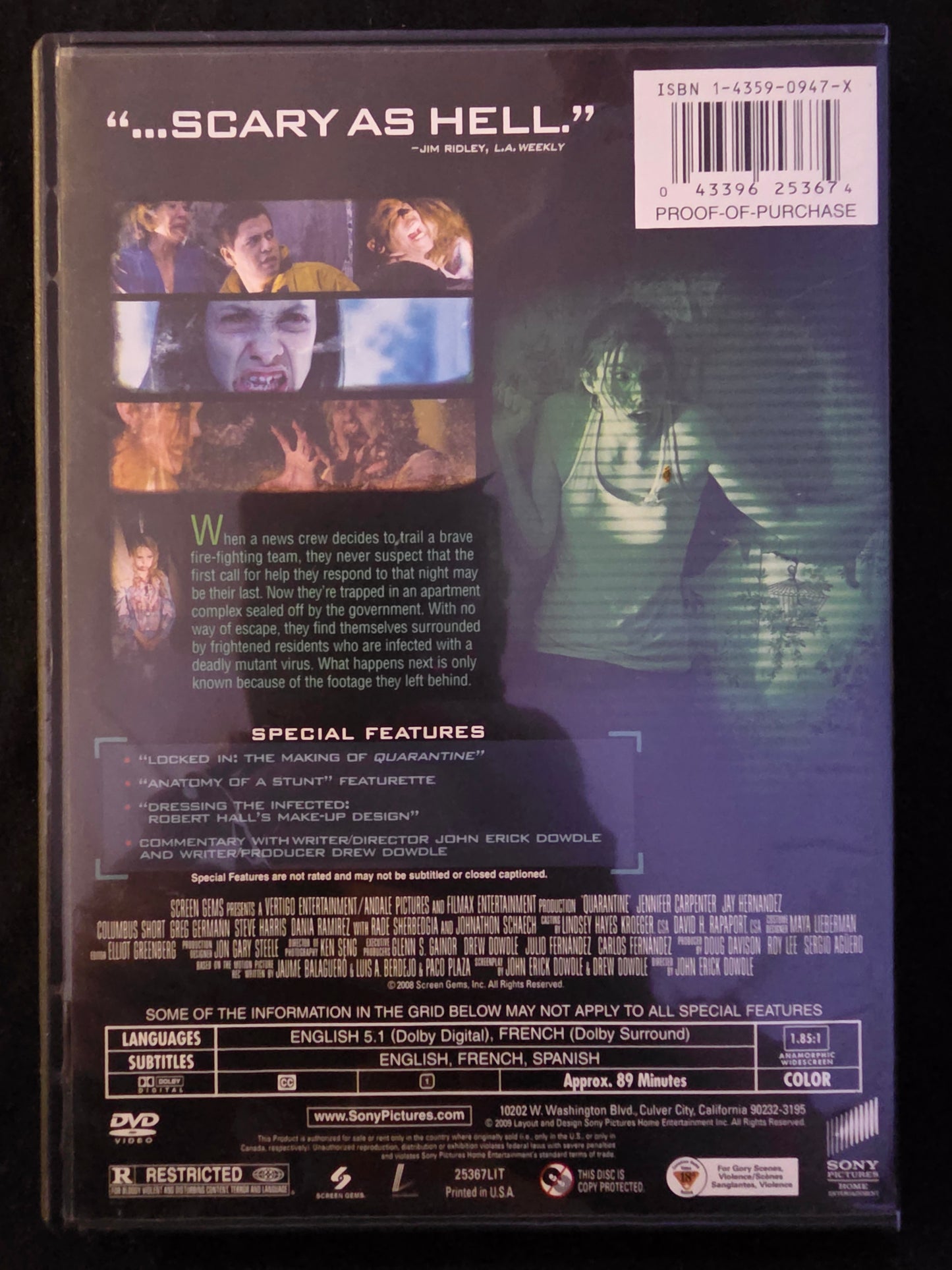 Quarantine (DVD, 2008, Widescreen) Horror