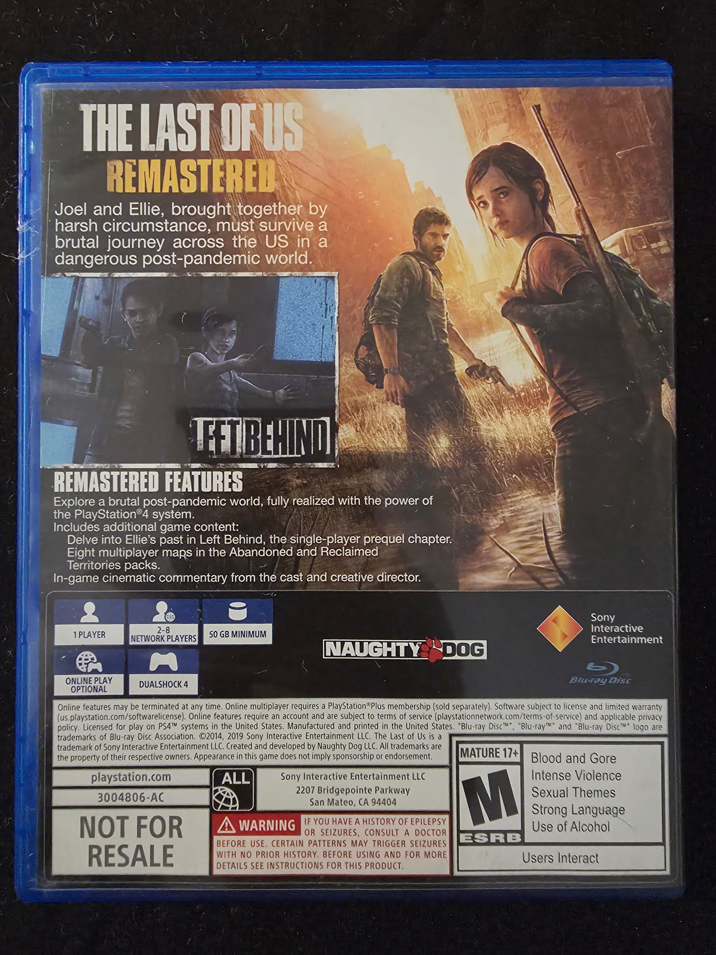 THE LAST OF US REMASTERED GAME PS4