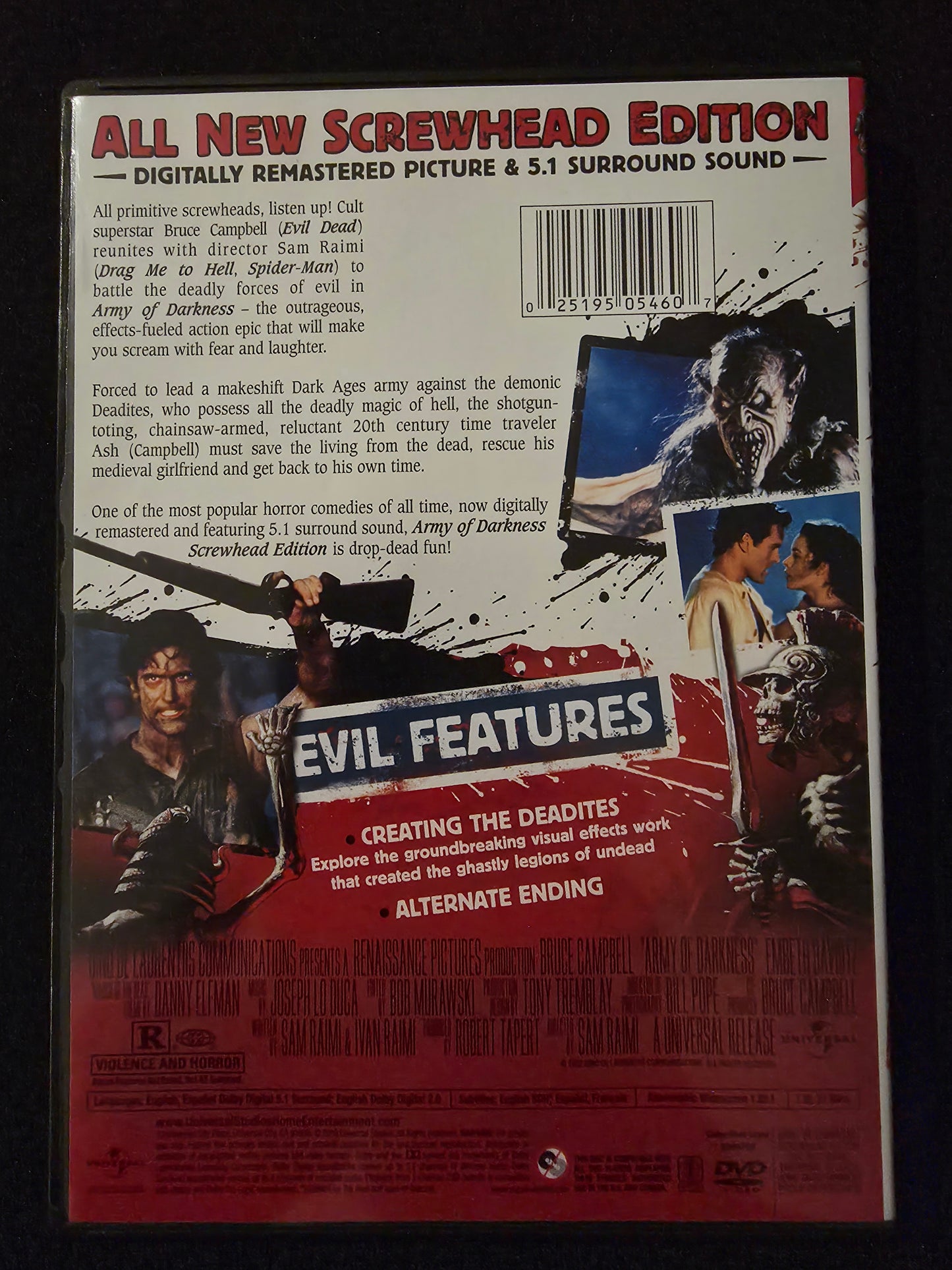 Army of Darkness Screwhead Edition DVD Movie Evil Dead 3 Bruce Campbell F4607
