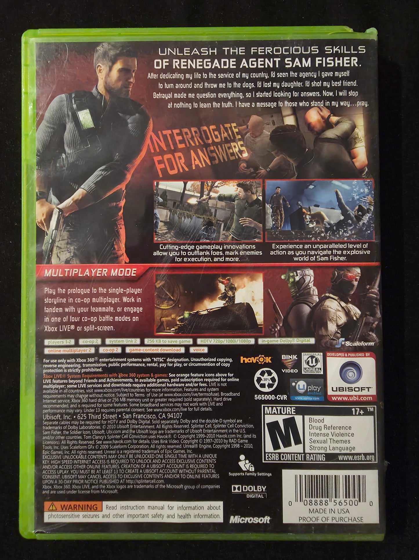 Tom Clancy's Splinter Cell: Conviction (Xbox 360) CIB