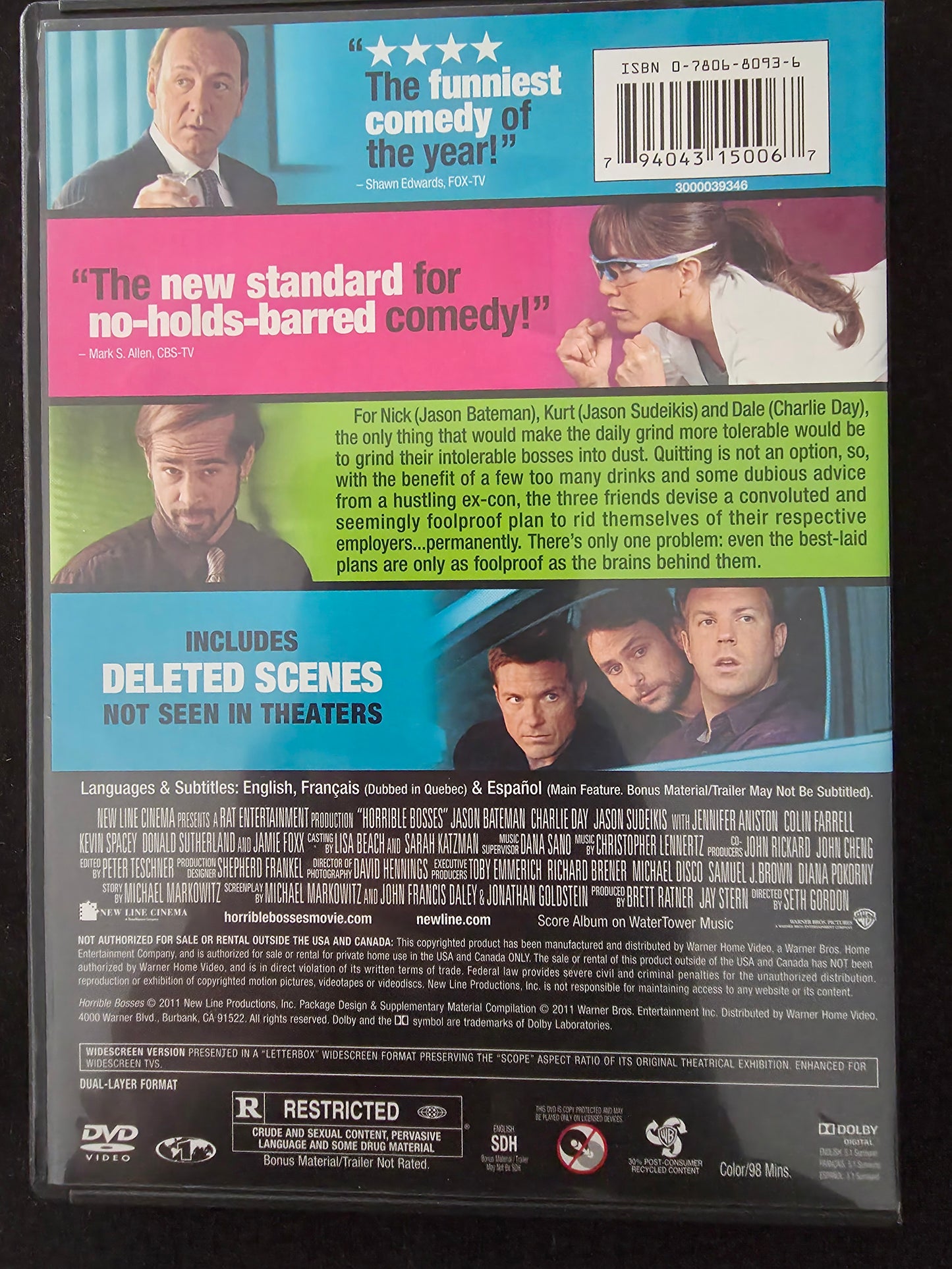 Horrible Bosses (DVD, 2011) R, Widescreen, Jason Bateman, Charlie Day