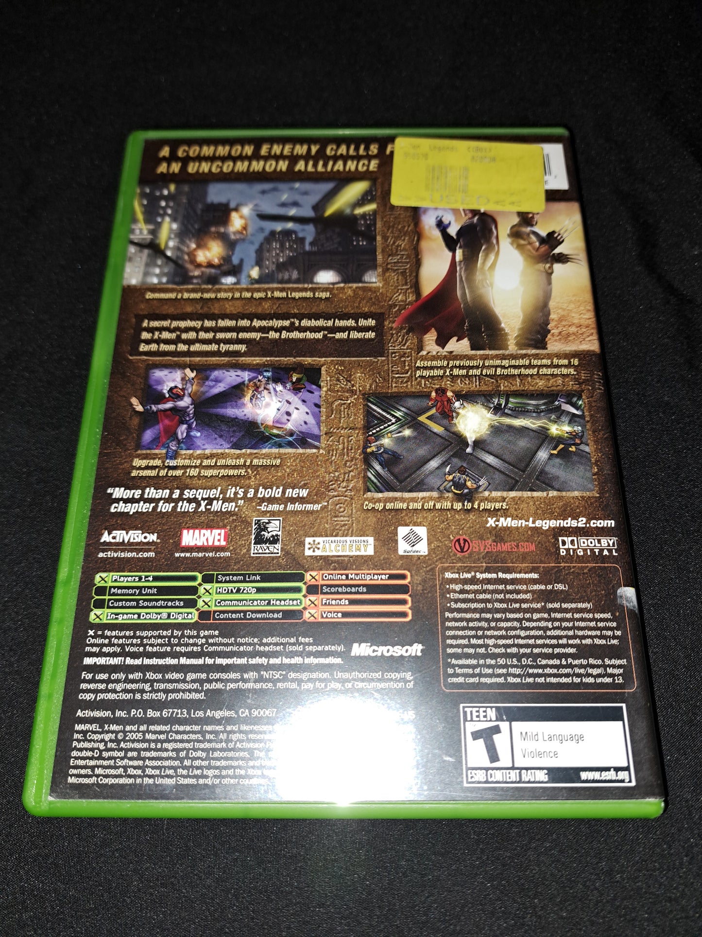 Microsoft Xbox X-Men Legends II 2 Rise of Apocalypse (2005)