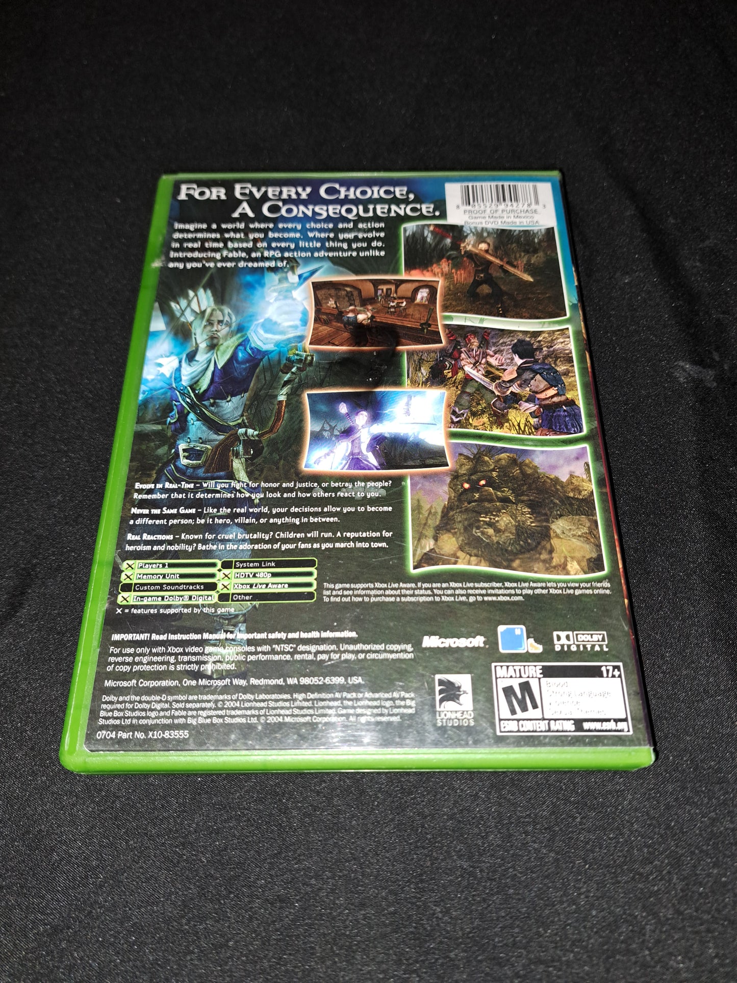 Fable (Xbox, Limited Edition Game With DVD) TESTED CIB with Bonus DVD